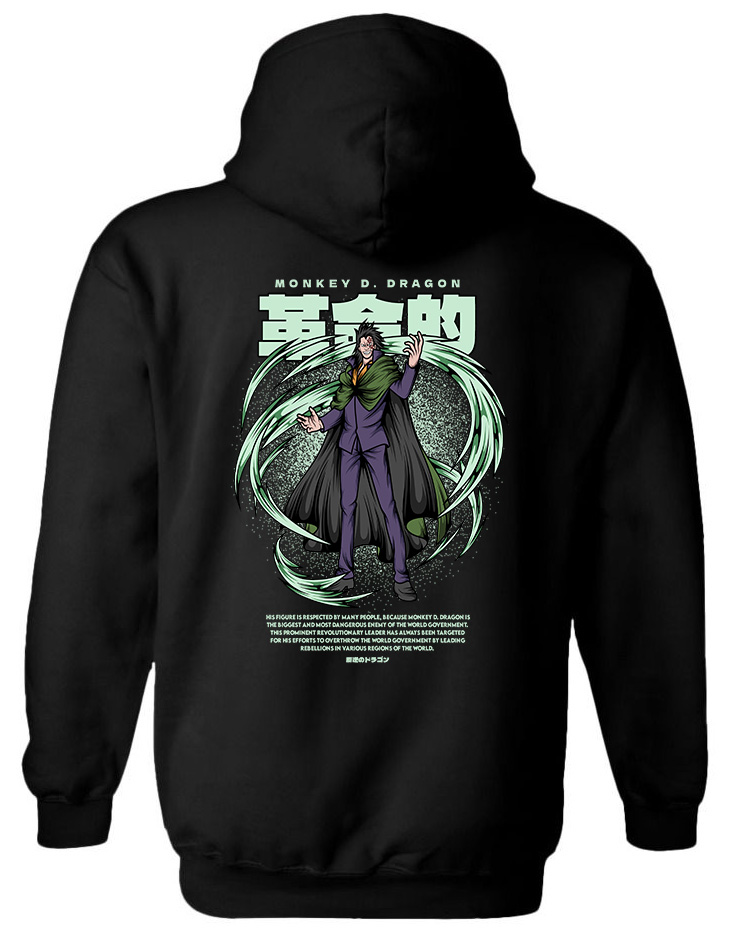 Hoodie One Piece Monkey D. Dragon Pop Culture Black