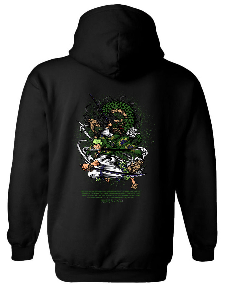 Hoodie One Piece Roronoa Zoro Pop Culture Black