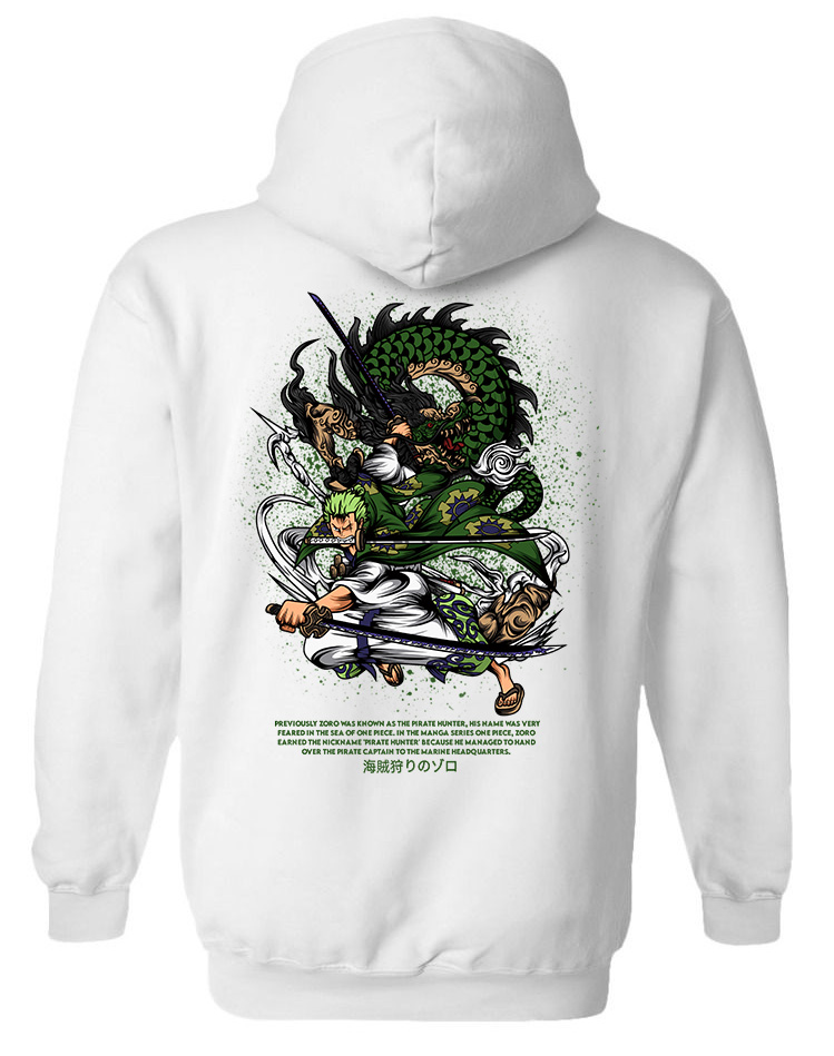 Hoodie One Piece Roronoa Zoro Pop Culture White