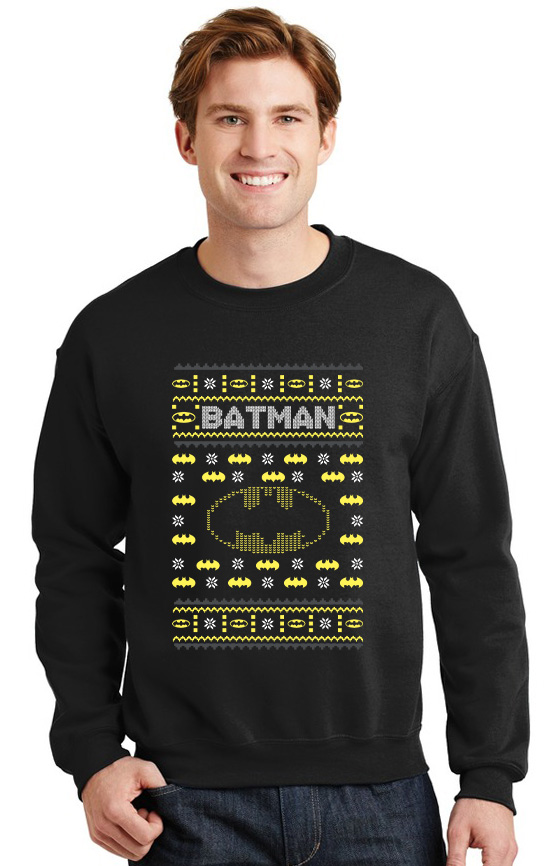 Χριστουγεννιάτικο Ugly Sweater Batman Pop Culture Black ανδρικά Φούτερ Simple Wear