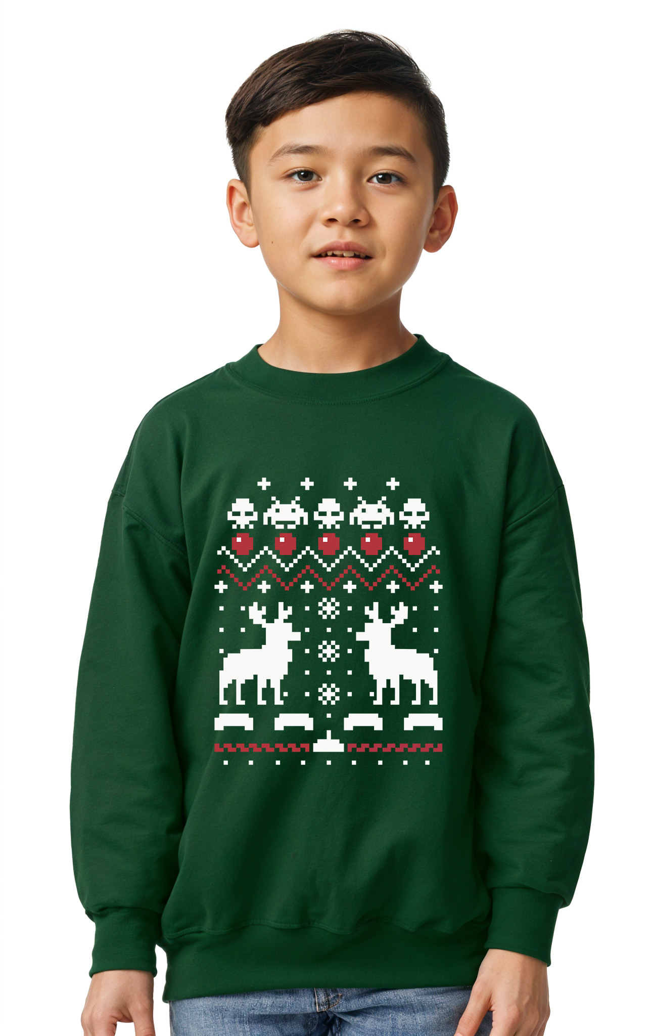Παιδικό Χριστουγεννιάτικο Ugly Sweater Deer Pop Culture Forest Green παιδικά Φούτερ Simple Wear