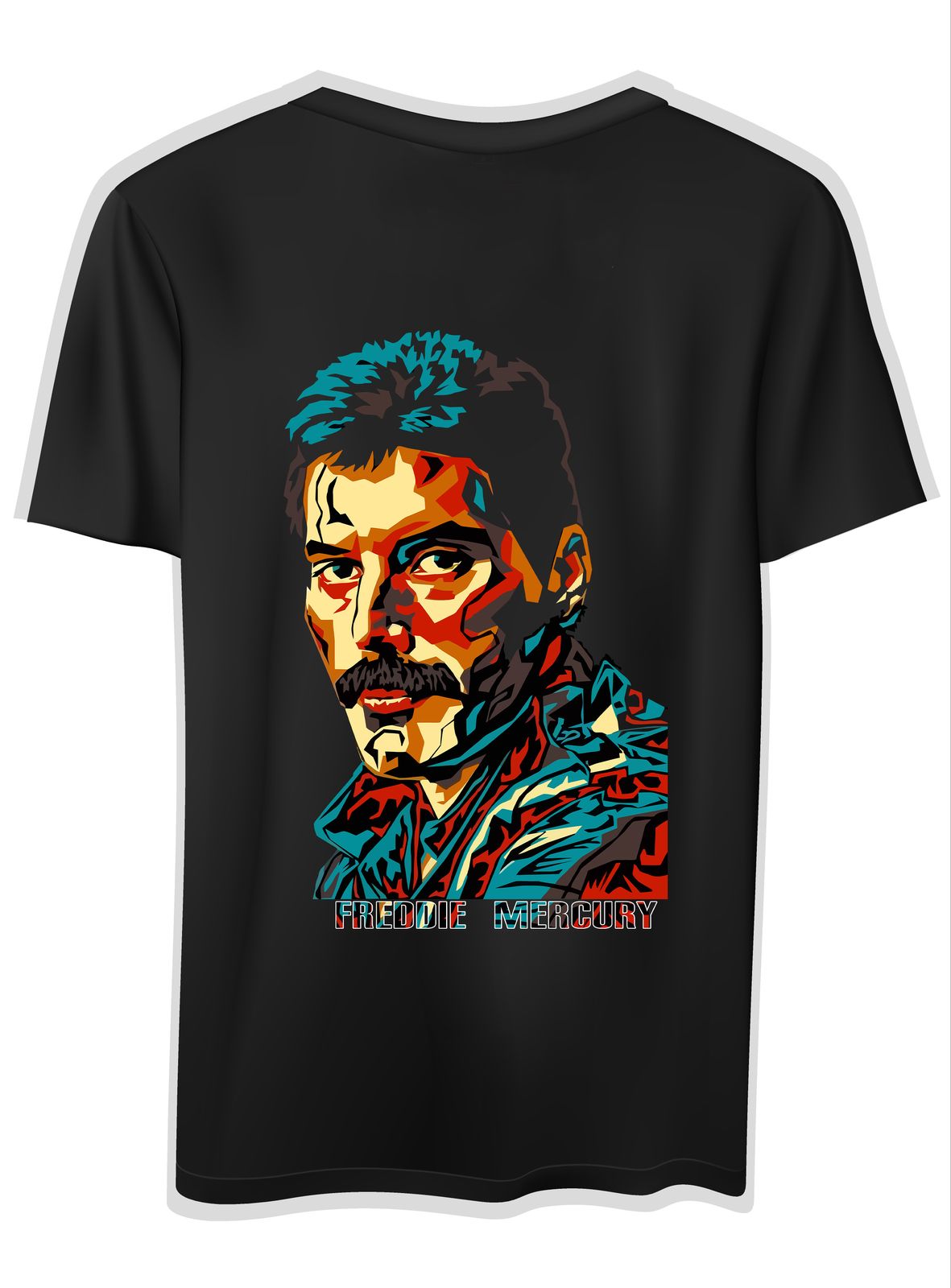 T-Shirt Freddie Mercury Face Art Rock Avenue Black