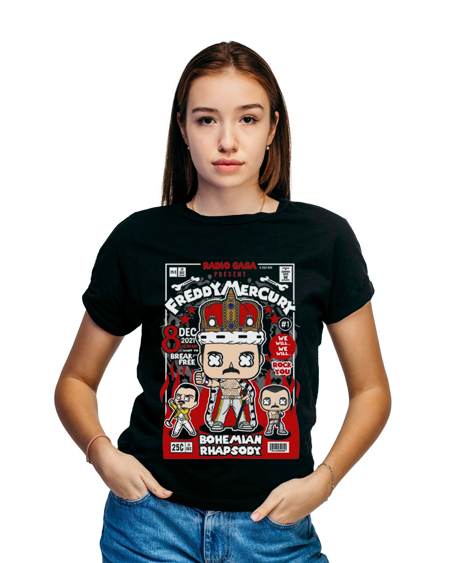T-Shirt Freddy Mercury (2) Pop Culture Black ανδρικά Basic T-Shirts Simple Wear Μπλουζάκια κοντομάνικα