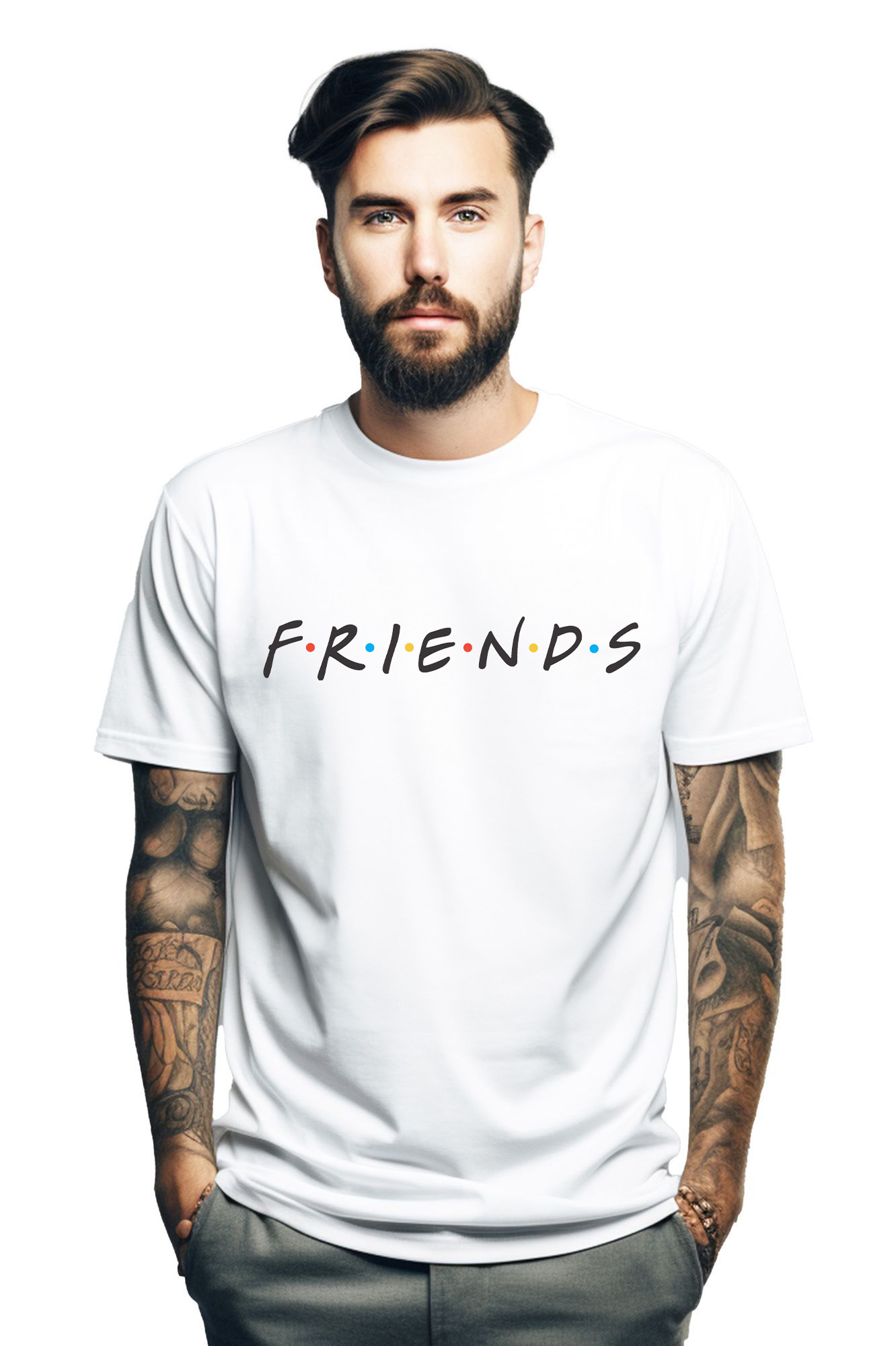 T-Shirt Friends Pop Culture White ανδρικά Basic T-Shirts Simple Wear Μπλουζάκια κοντομάνικα