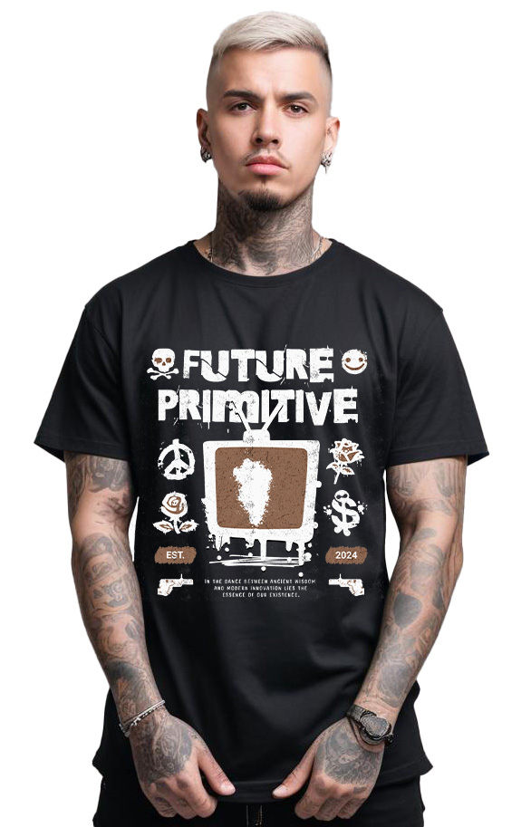 T-Shirt Future Primitive Pop Culture Black ανδρικά Basic T-Shirts Simple Wear Μπλουζάκια κοντομάνικα