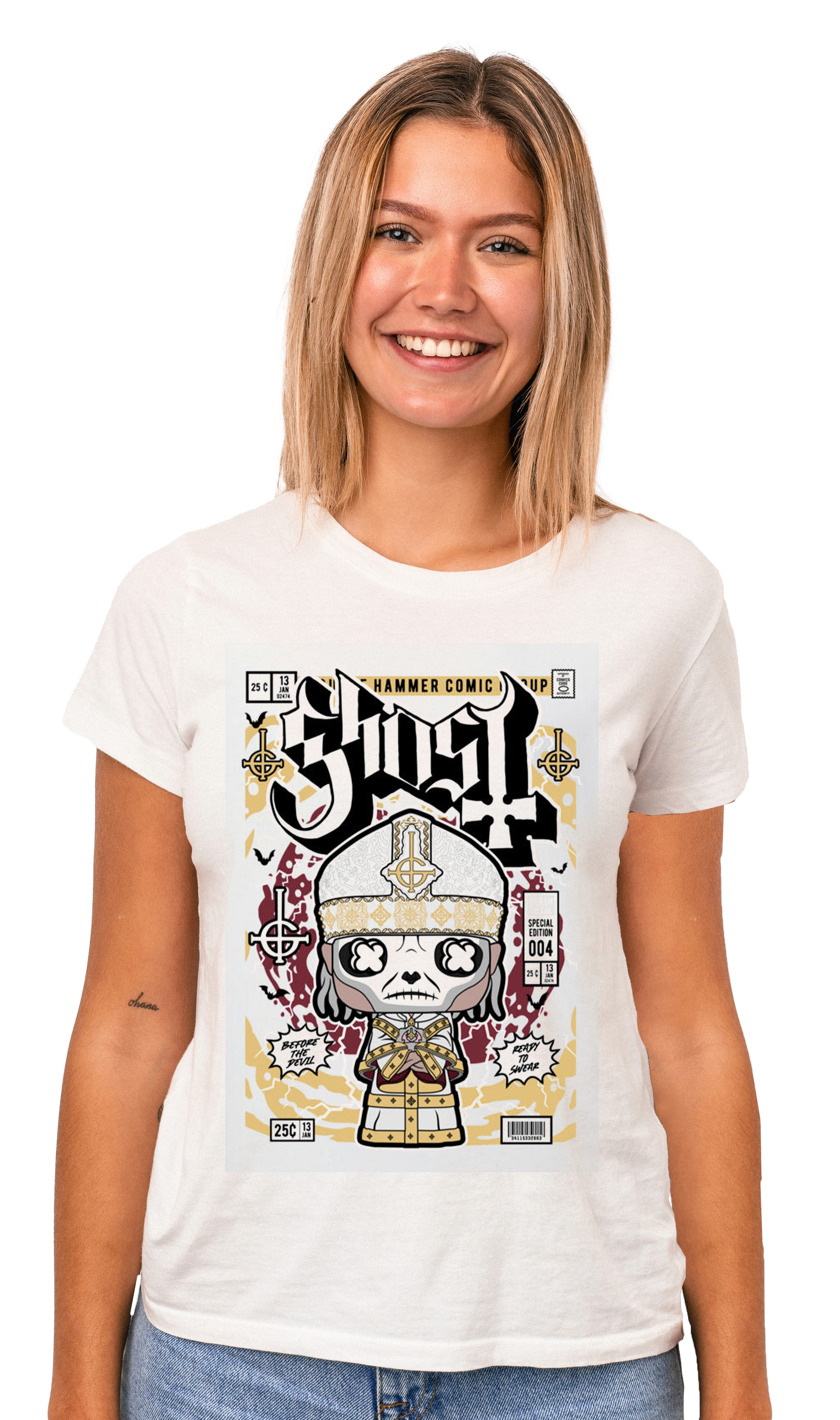 T-Shirt Ghost Pop Culture White ανδρικά Basic T-Shirts Simple Wear Μπλουζάκια κοντομάνικα