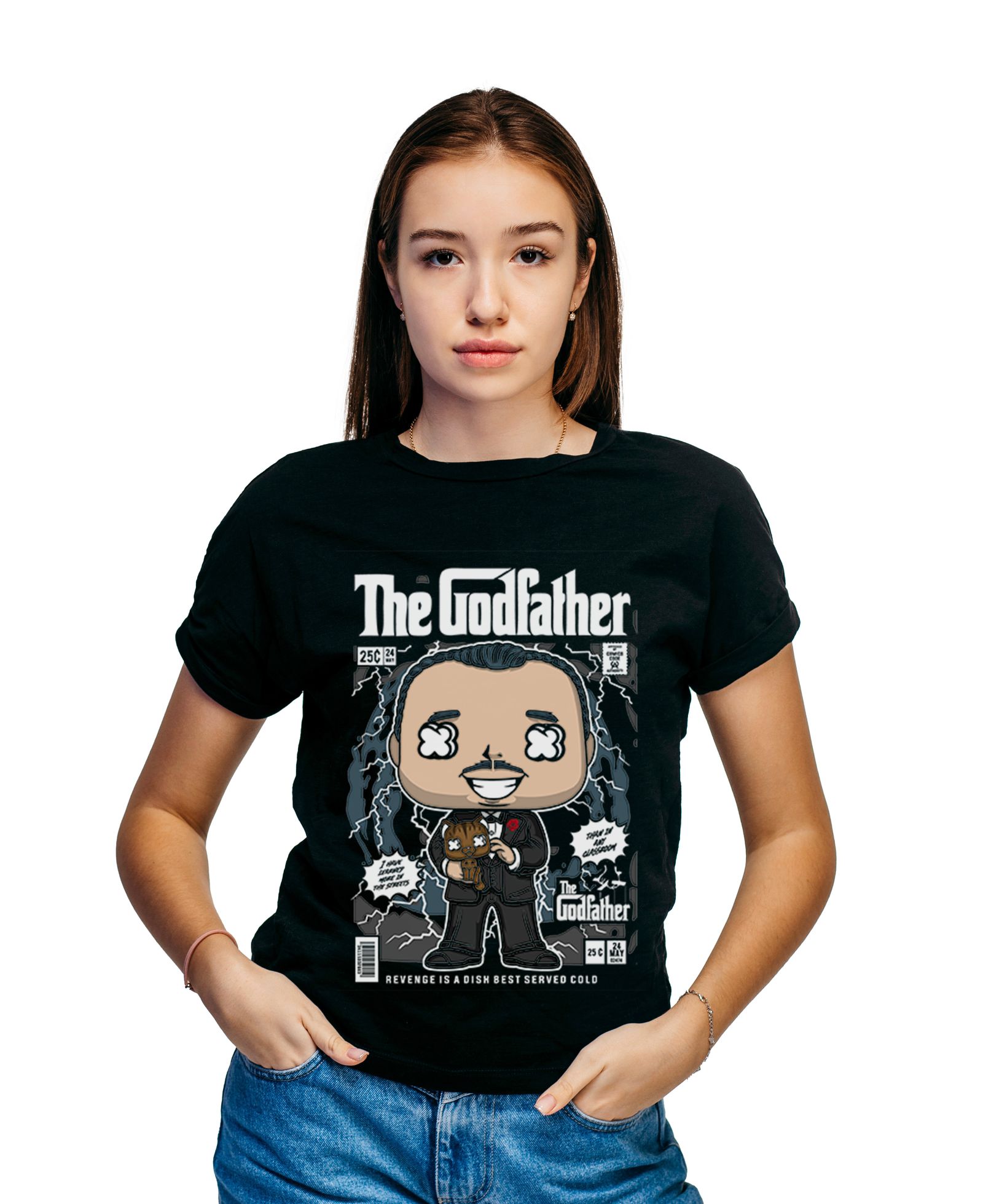 T-Shirt Godfather Vito Corleone Pop Culture Black ανδρικά Basic T-Shirts Simple Wear Μπλουζάκια κοντομάνικα