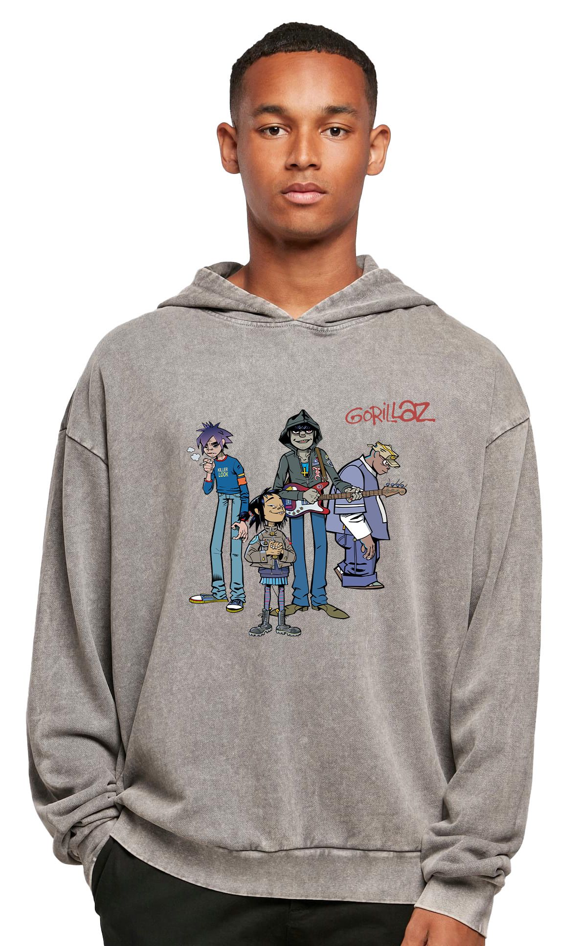 Oversized Premium Hoodie Gorillaz Art1 Rock Avenue Asphalt ανδρικά Φούτερ Simple Wear
