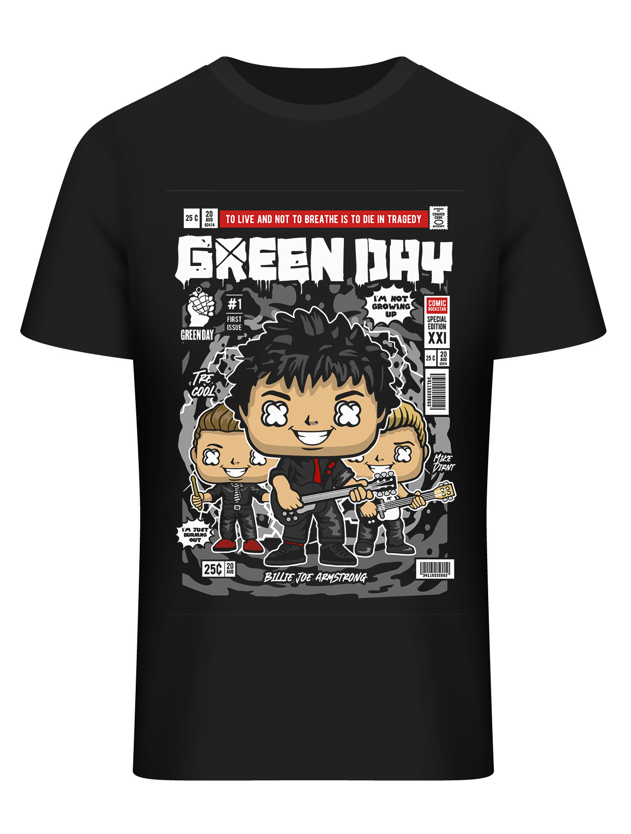 T-Shirt Green Day Pop Culture Black