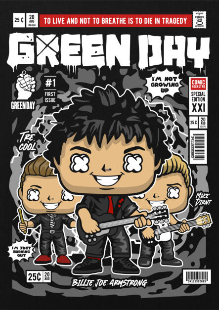 T-Shirt Green Day Pop Culture Black ανδρικά Basic T-Shirts Simple Wear Μπλουζάκια κοντομάνικα