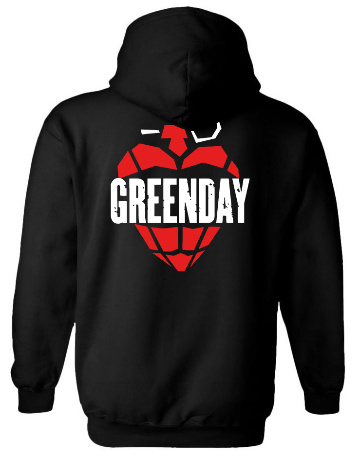 Hoodie Green Day Grenade Rock Avenue Black