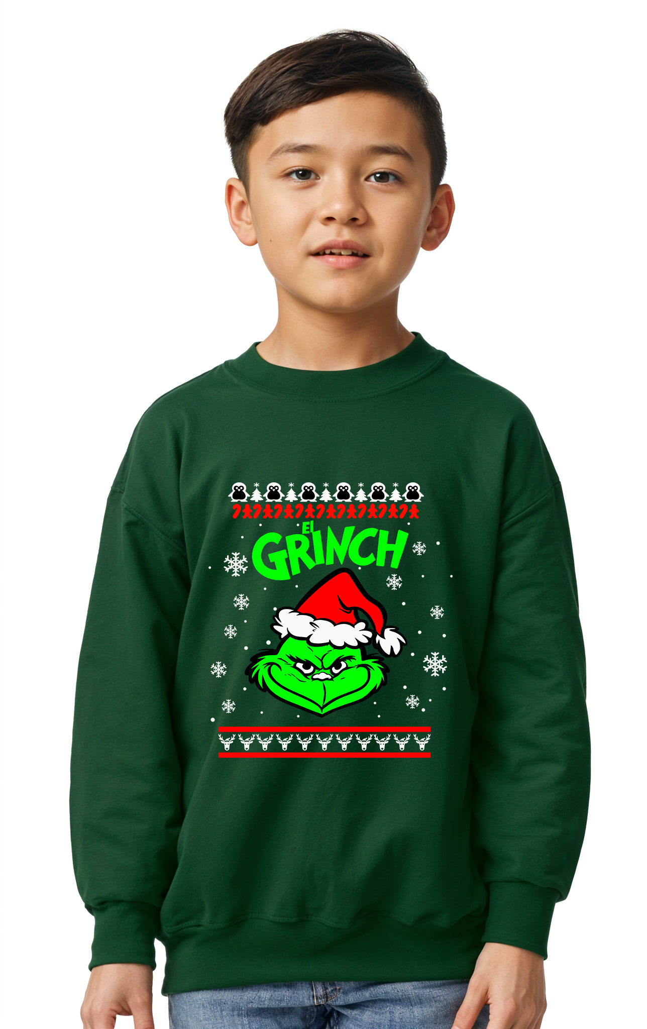 Παιδικό Χριστουγεννιάτικο Ugly Sweater Grinch Pop Culture Forest Green παιδικά Φούτερ Simple Wear
