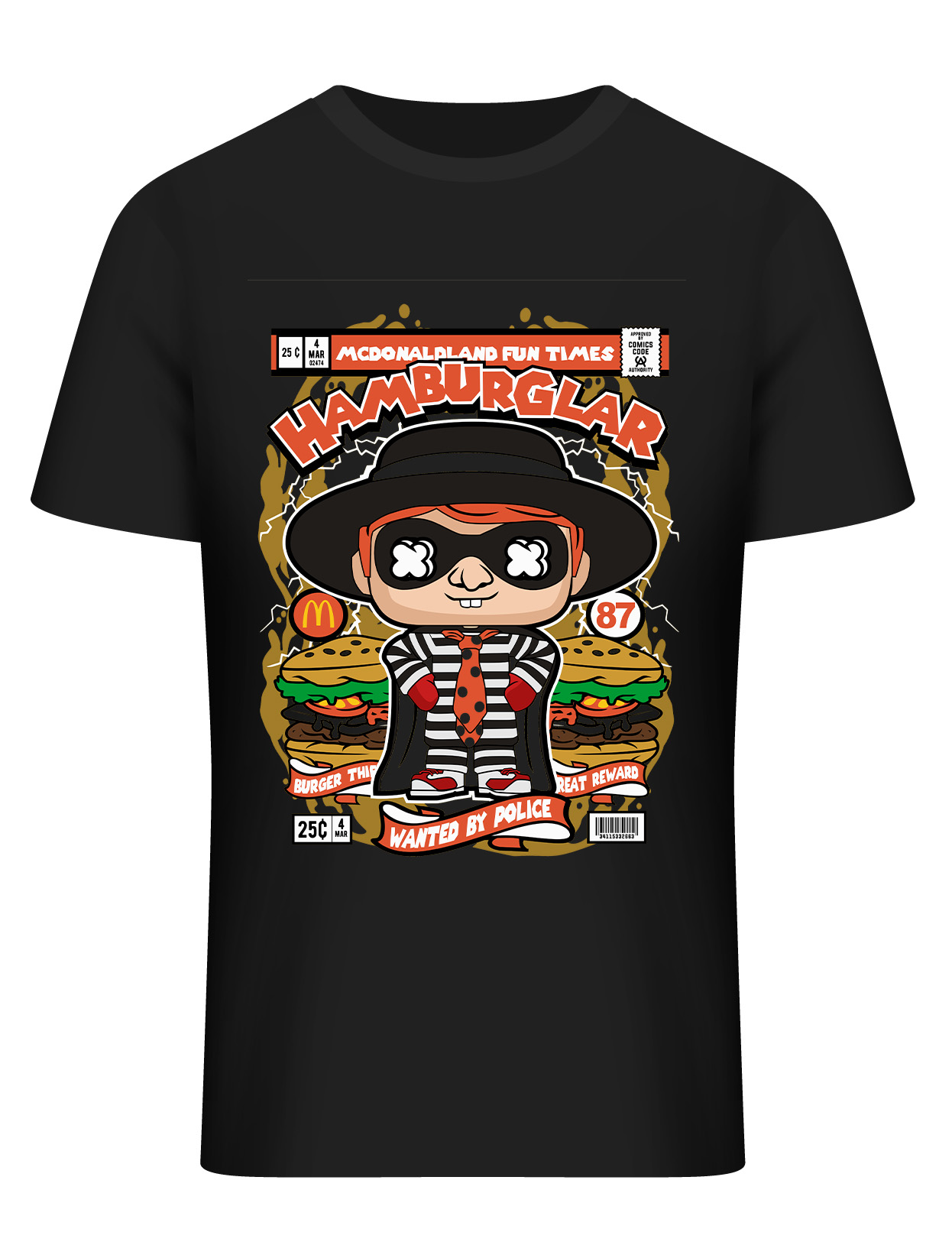 T-Shirt Hamburglar Pop Culture Black