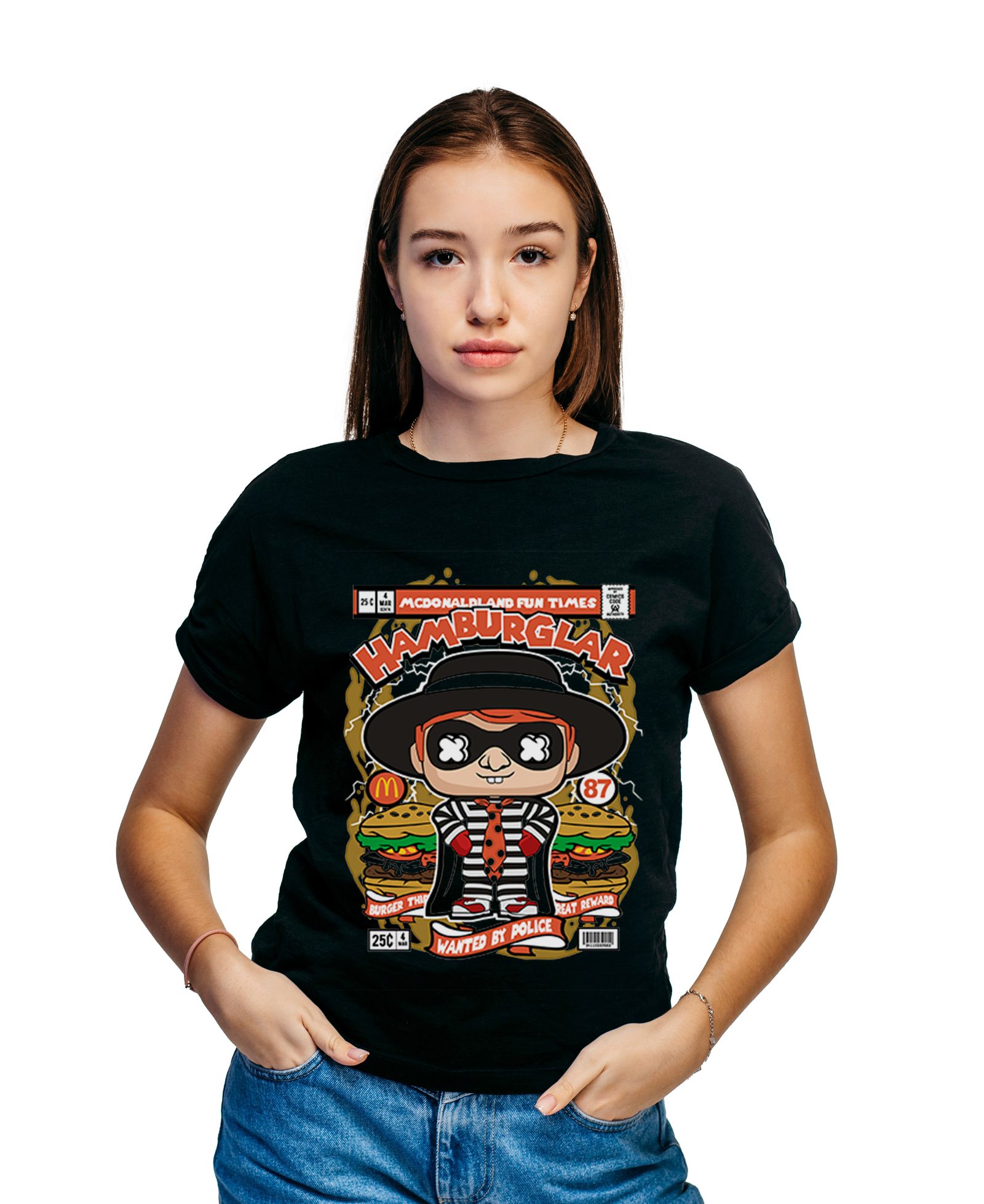 T-Shirt Hamburglar Pop Culture Black ανδρικά Basic T-Shirts Simple Wear Μπλουζάκια κοντομάνικα