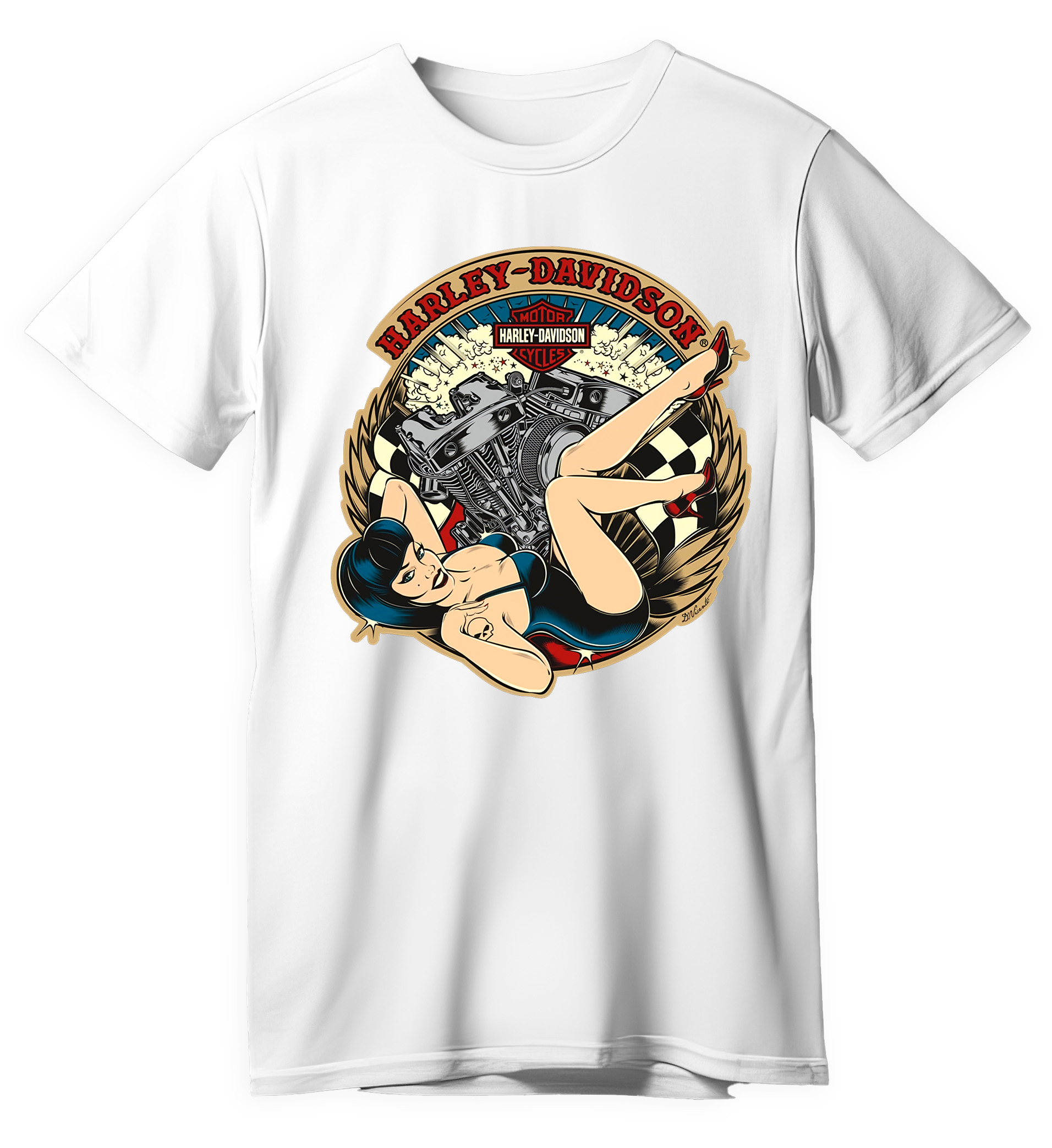 T-Shirt Harley Davidson Doll Pop Culture White