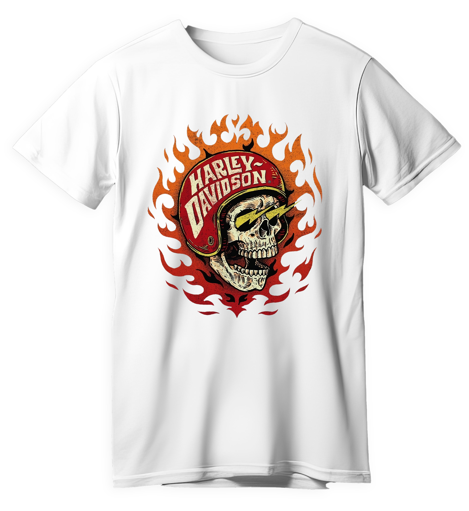 T-Shirt Harley Davidson Skull Pop Culture White