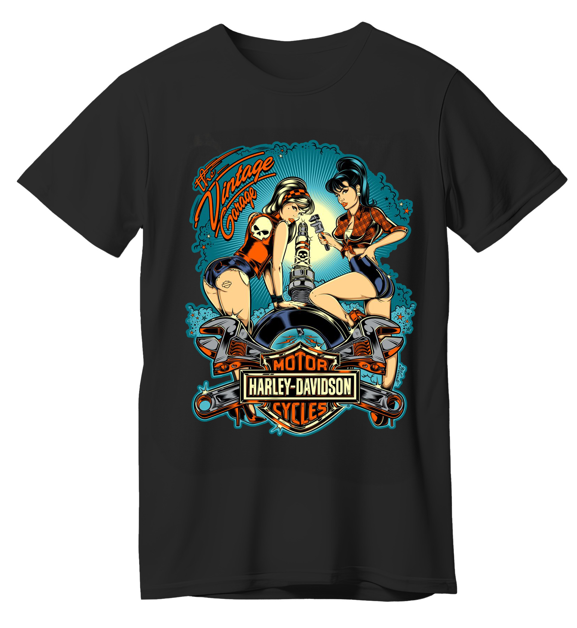 T-Shirt Harley Davinson Pop Culture Black