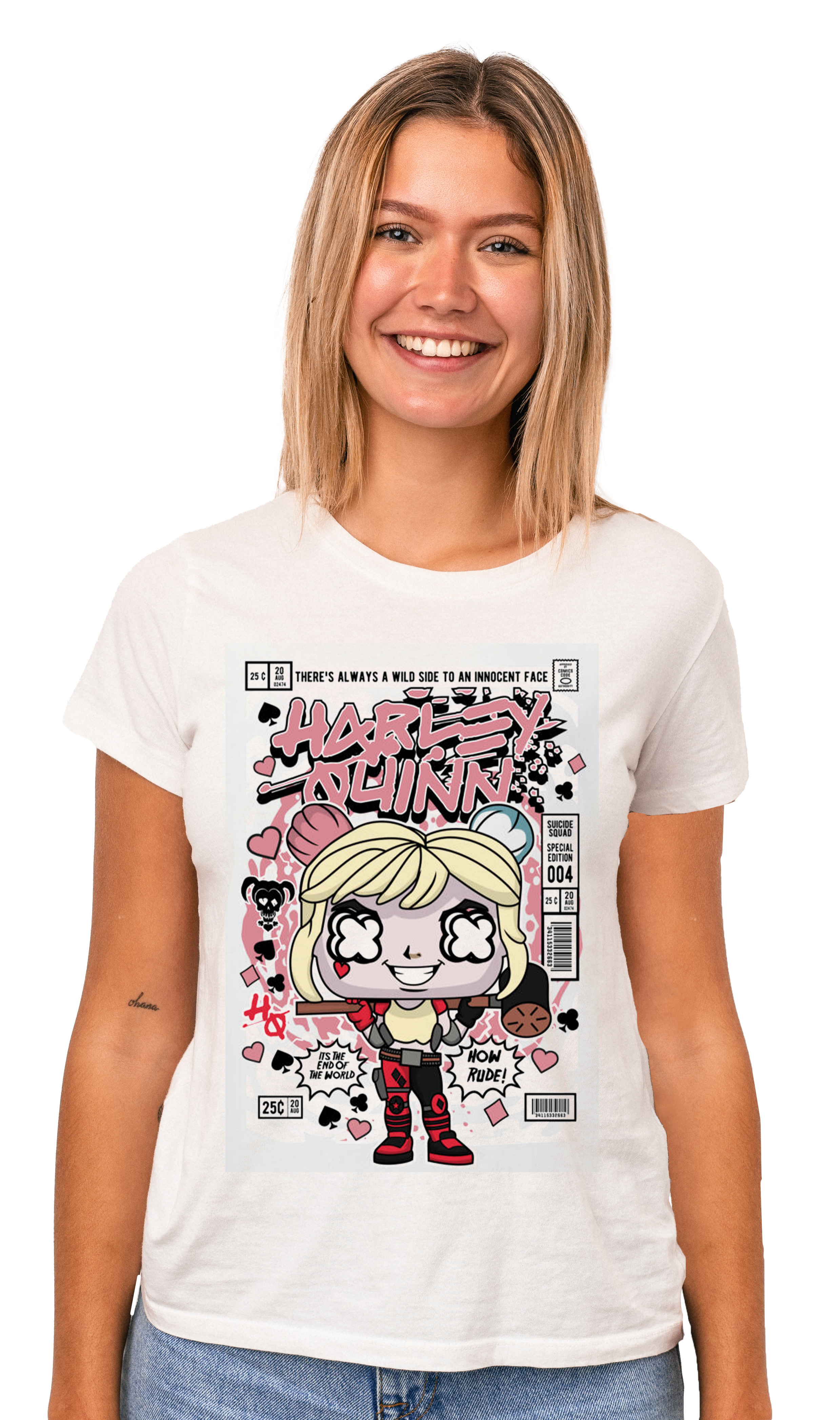 T-Shirt Harley Quinn Pop Culture White ανδρικά Basic T-Shirts Simple Wear Μπλουζάκια κοντομάνικα