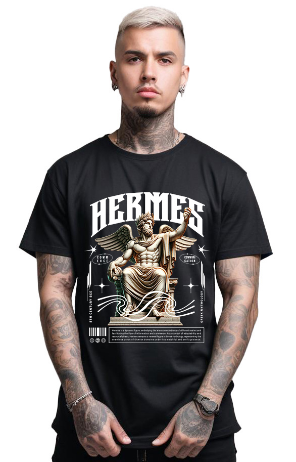 T-Shirt Hermes Pop Culture Black ανδρικά Basic T-Shirts Simple Wear Μπλουζάκια κοντομάνικα