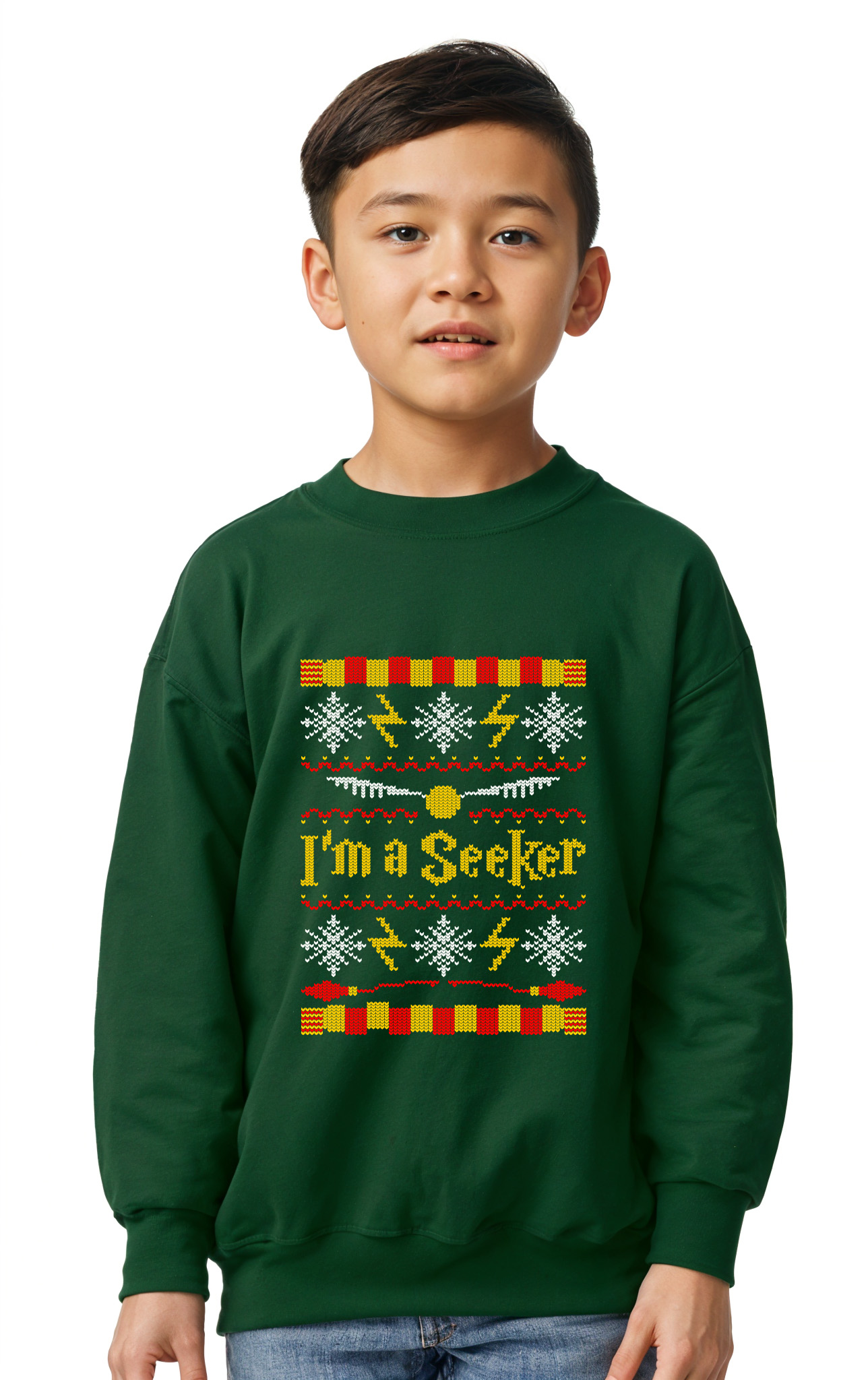 Παιδικό Χριστουγεννιάτικο Ugly Sweater I&Apos M A Seeker Pop Culture Forest Green παιδικά Φούτερ Simple Wear