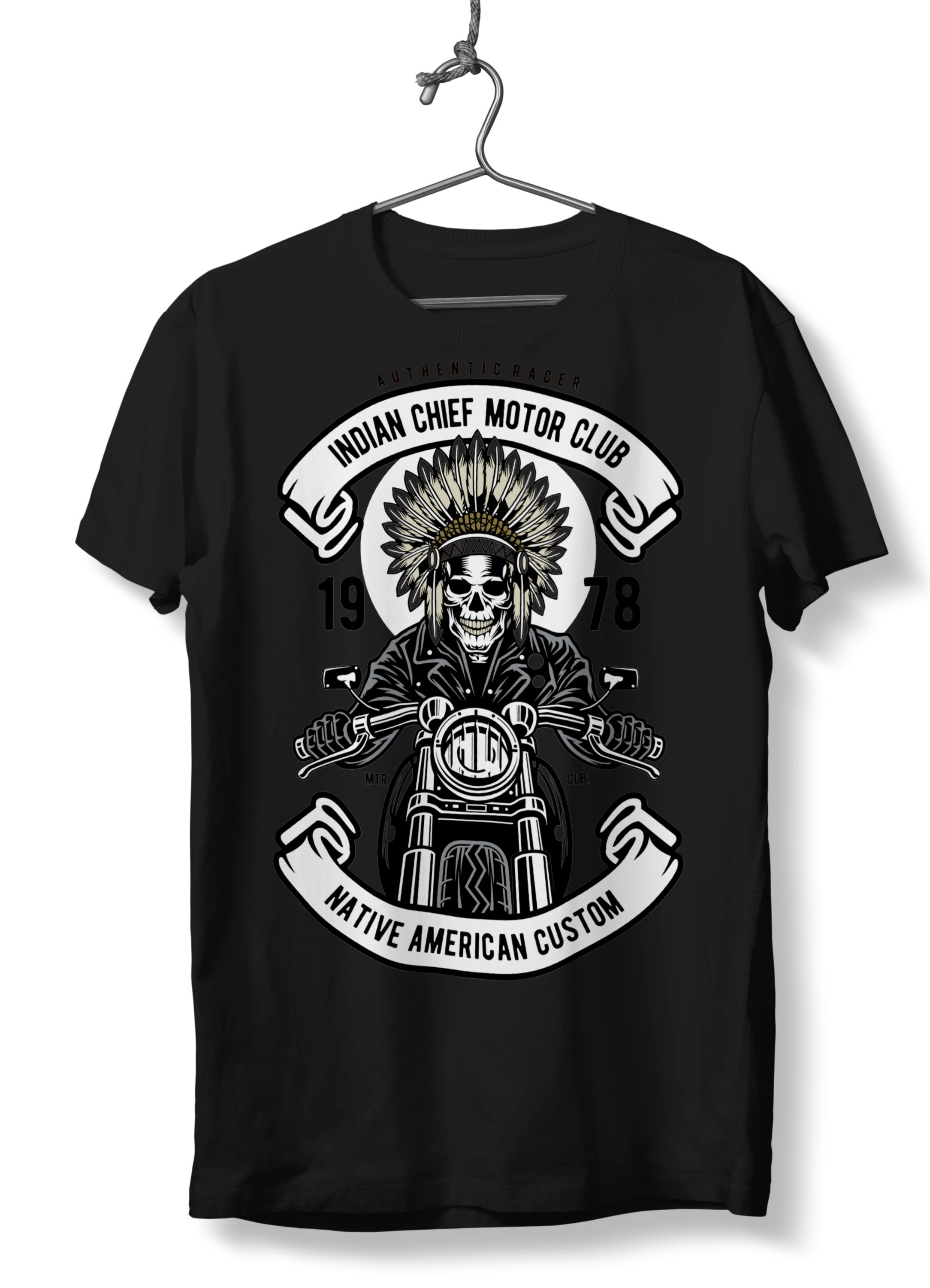 T-Shirt Indian Chief Biker Pop Culture Black