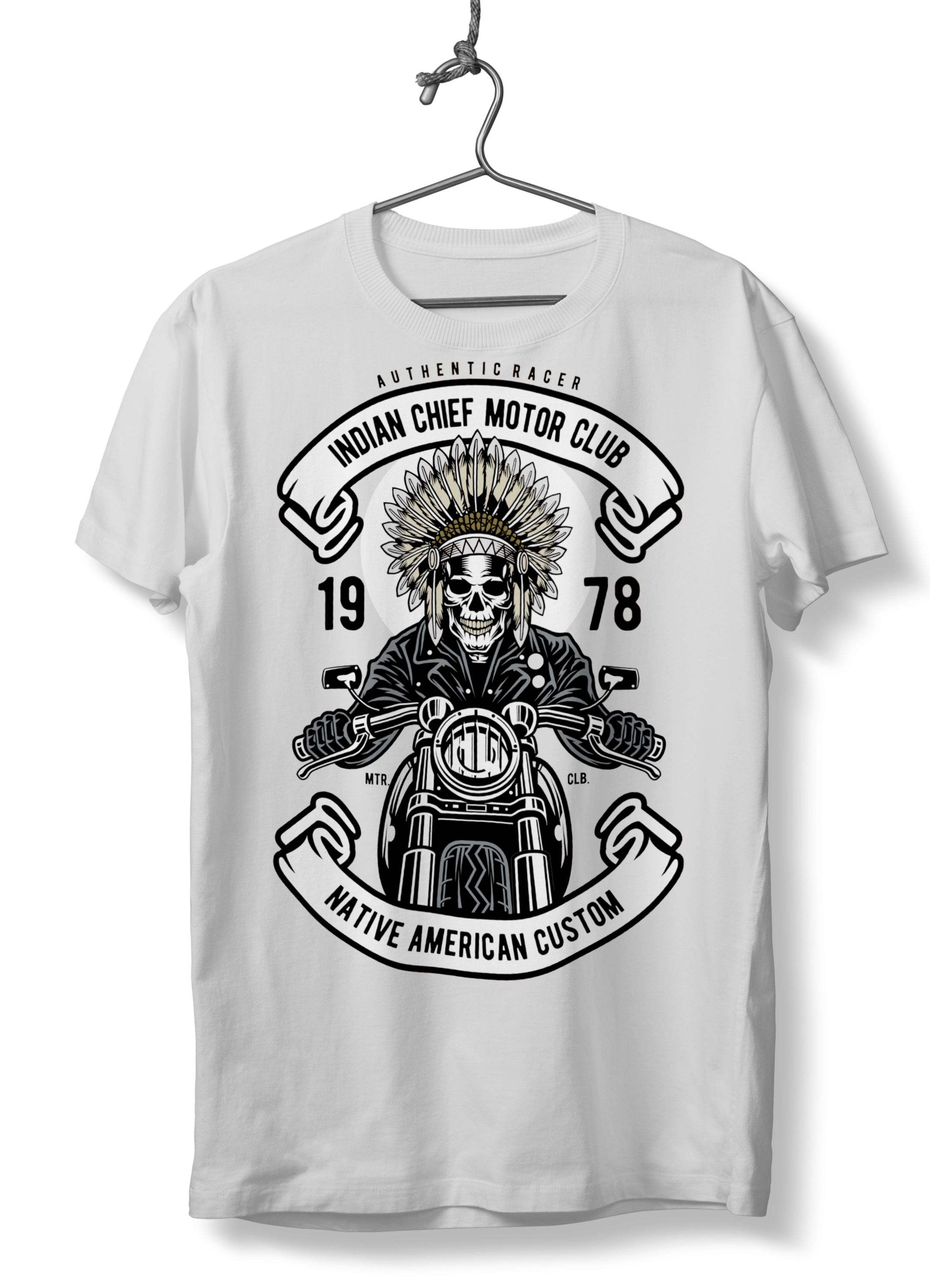 T-Shirt Indian Chief Biker Pop Culture White