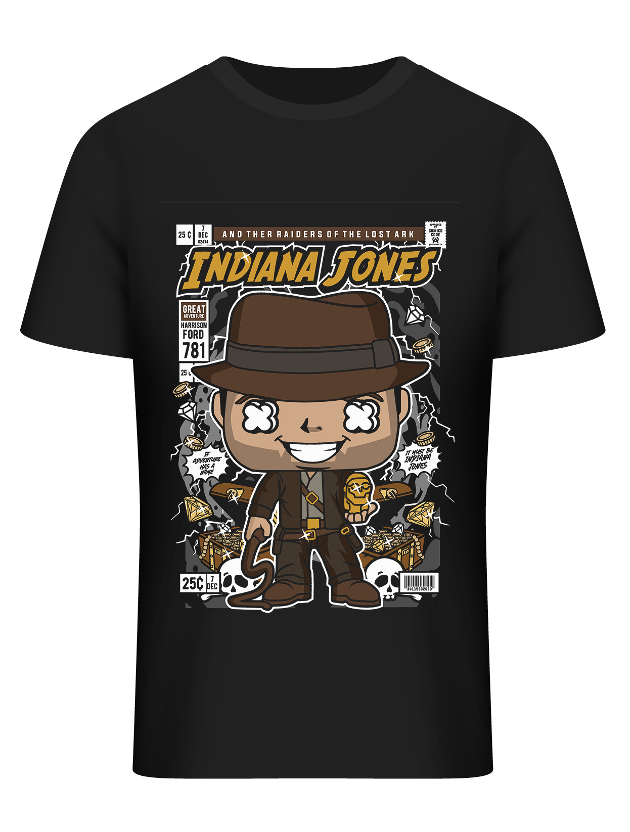 T-Shirt Indiana Jones Pop Culture Black