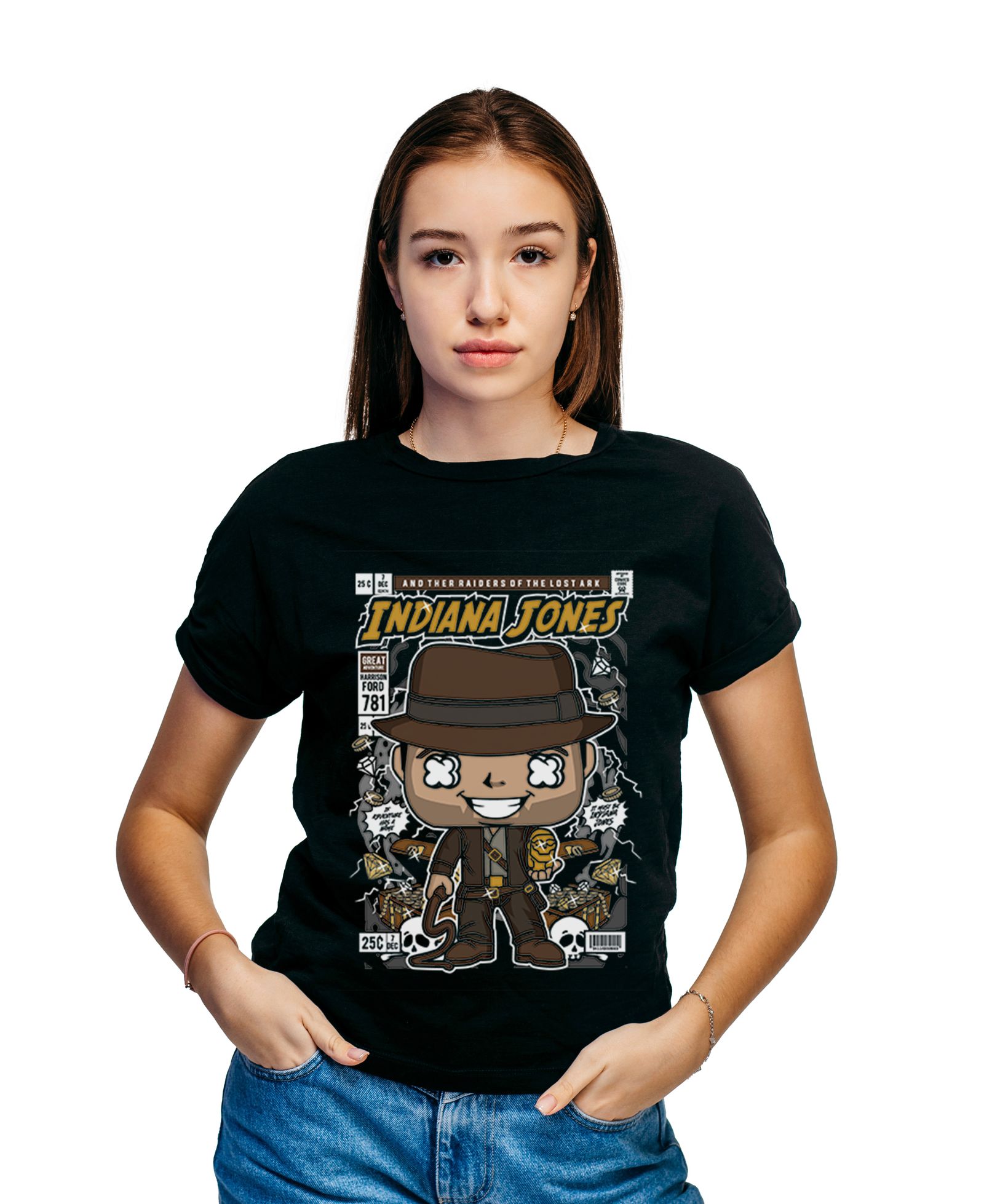 T-Shirt Indiana Jones Pop Culture Black ανδρικά Basic T-Shirts Simple Wear Μπλουζάκια κοντομάνικα