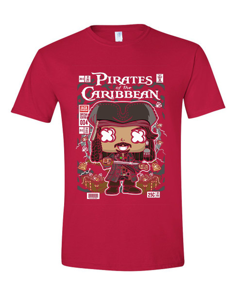 T-Shirt Jack Sparrow Pirates Of The Caribbean Pop Culture Red