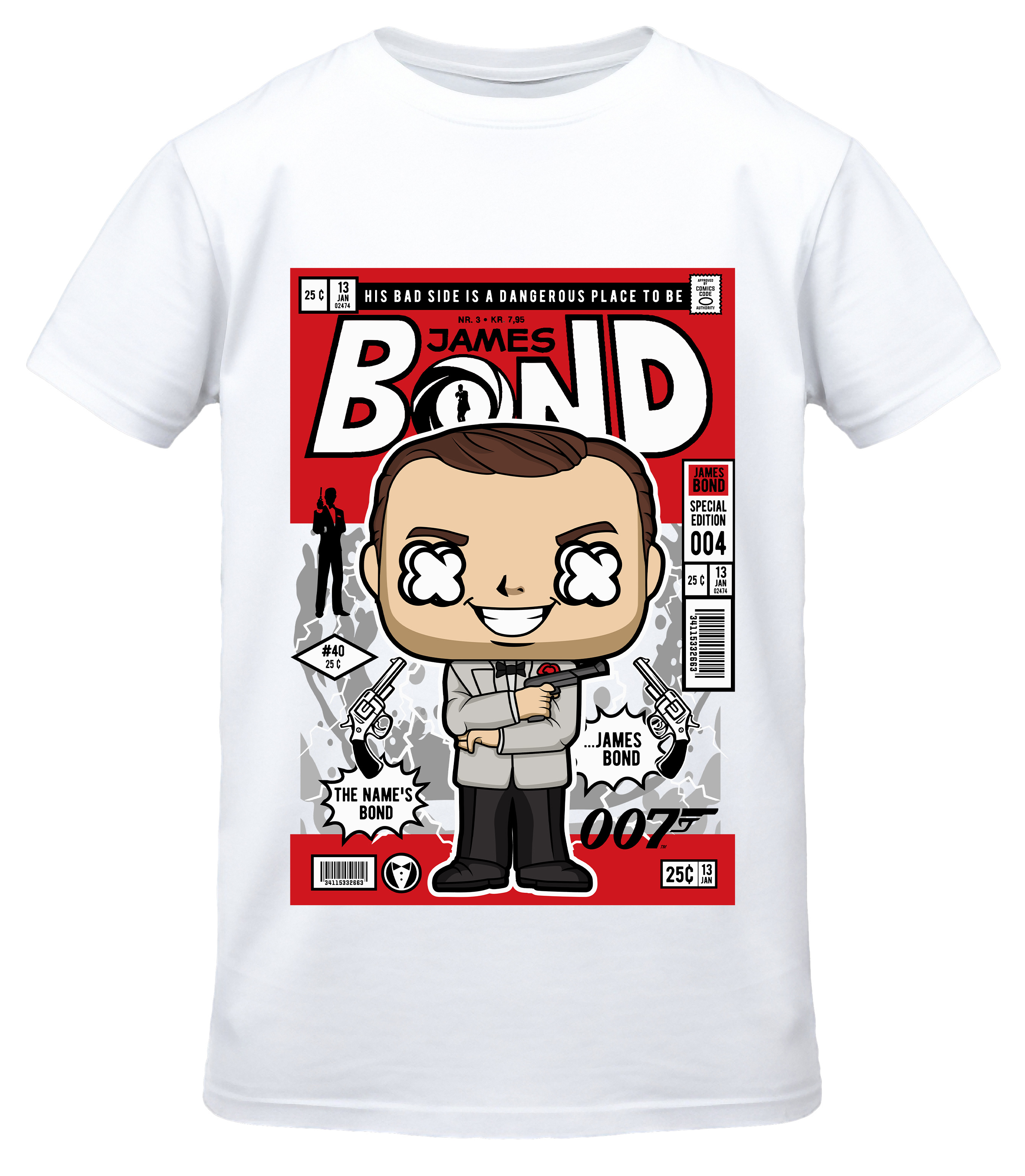 T-Shirt James Bond Pop Culture White