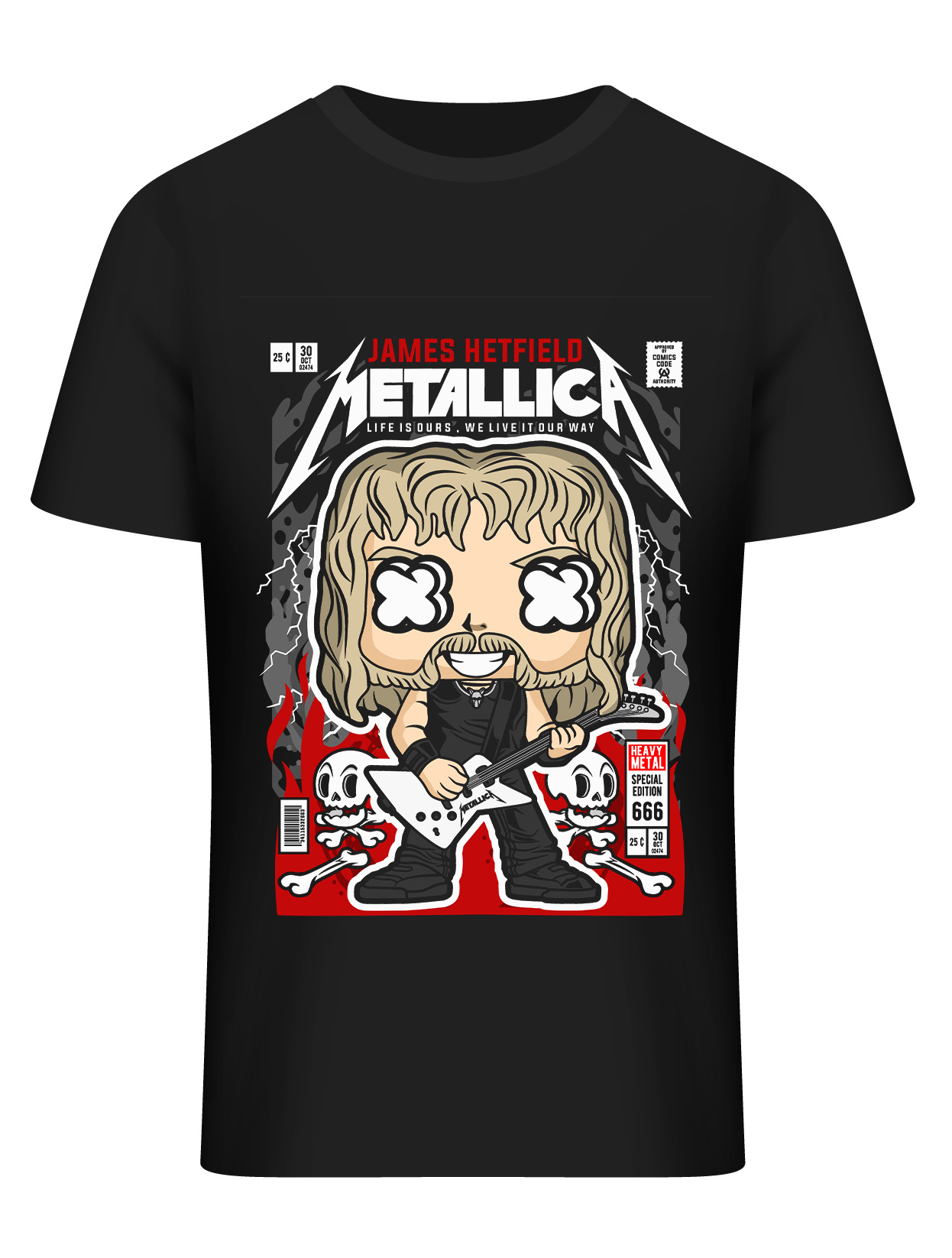 T-Shirt James Hetfield Metallica Pop Culture Black