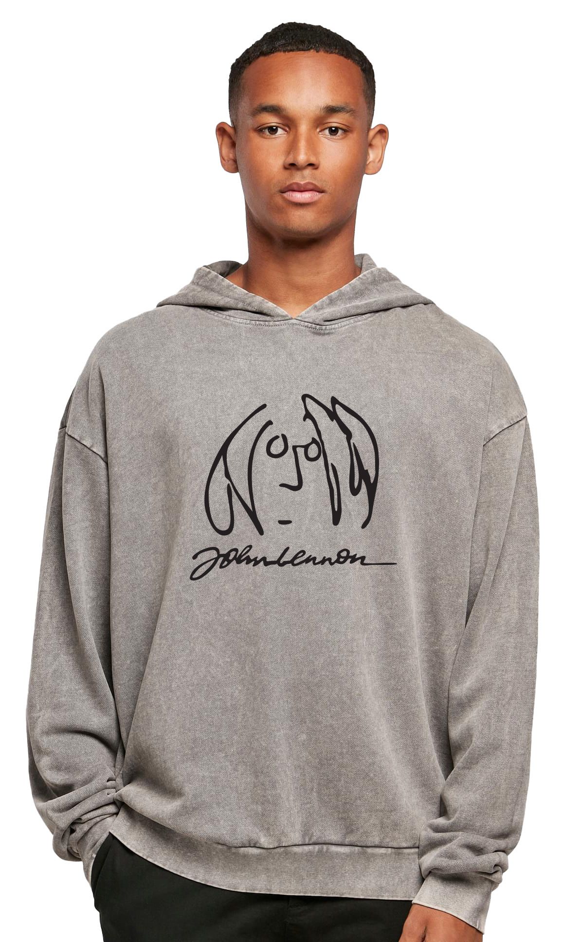 Oversized Premium Hoodie John Lennon Face Art Rock Avenue Asphalt ανδρικά Φούτερ Simple Wear
