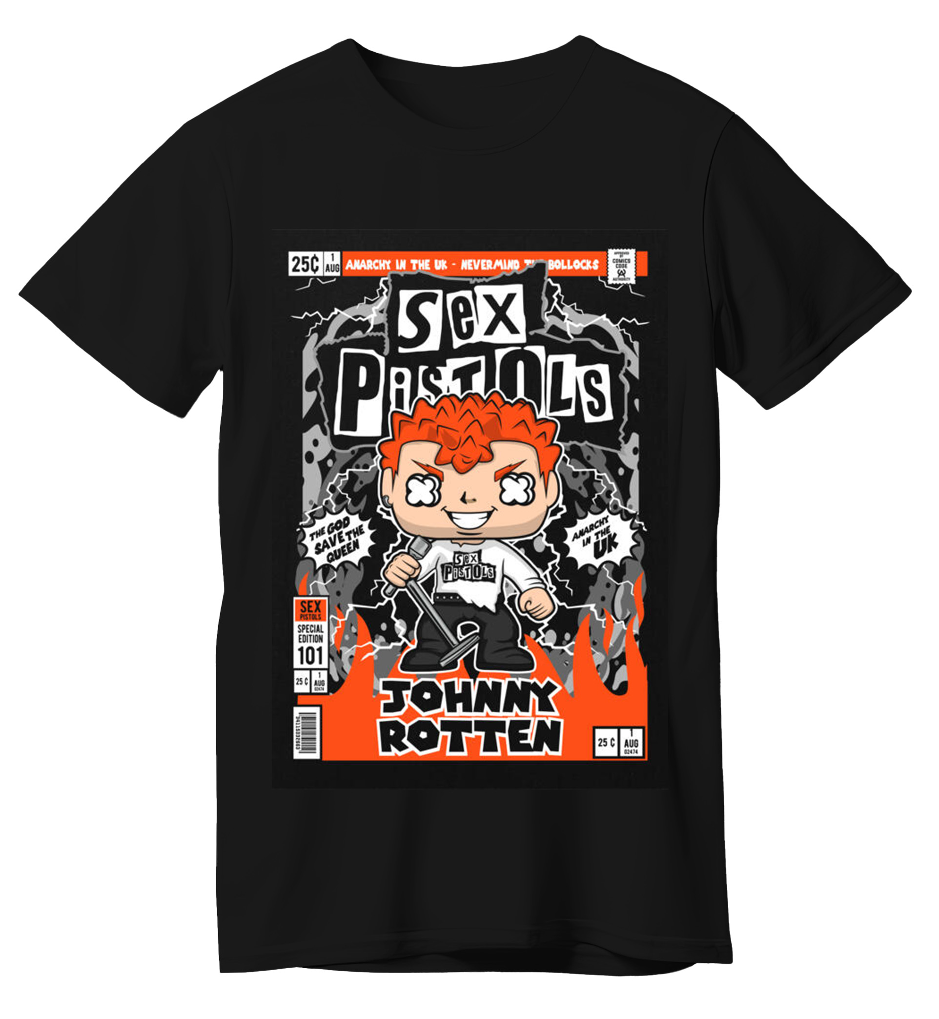 T-Shirt Johnny Rotten Sex Pistols Pop Culture Black