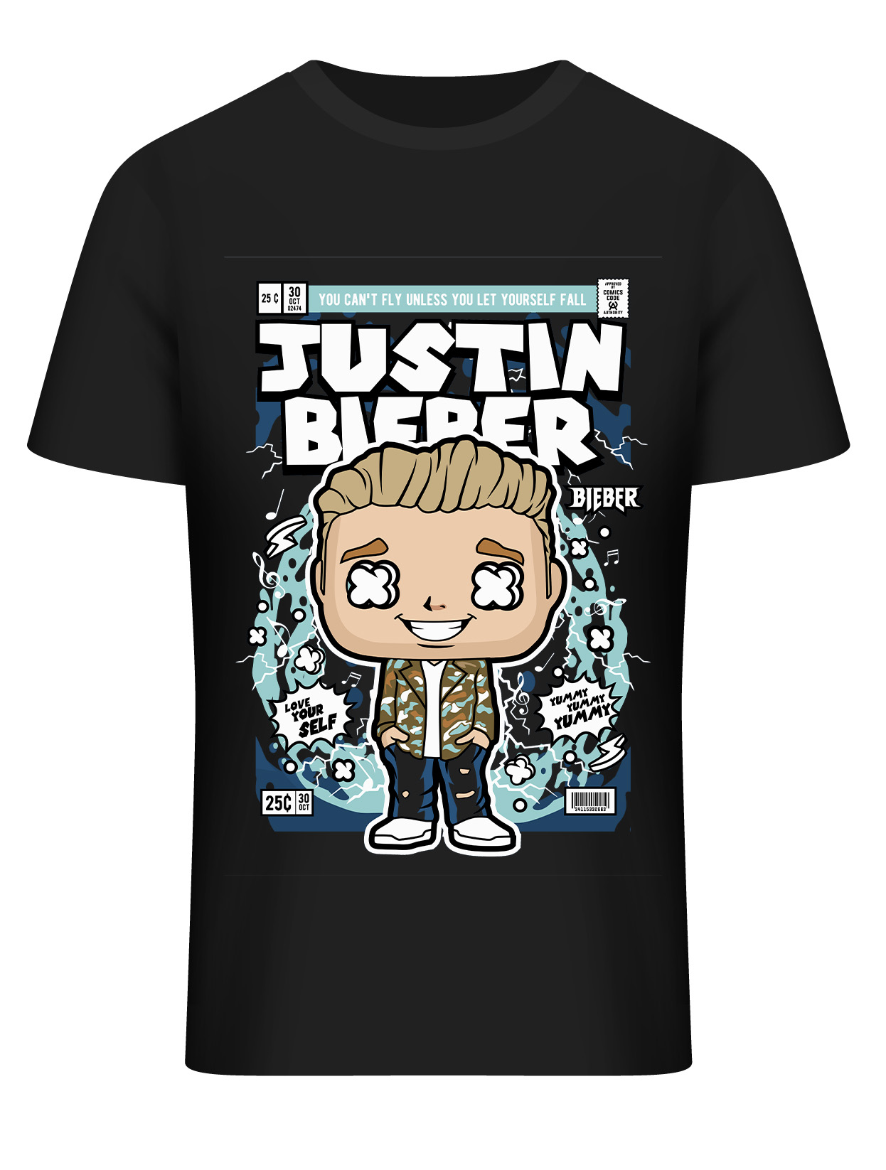T-Shirt Justin Bieber Pop Culture Black