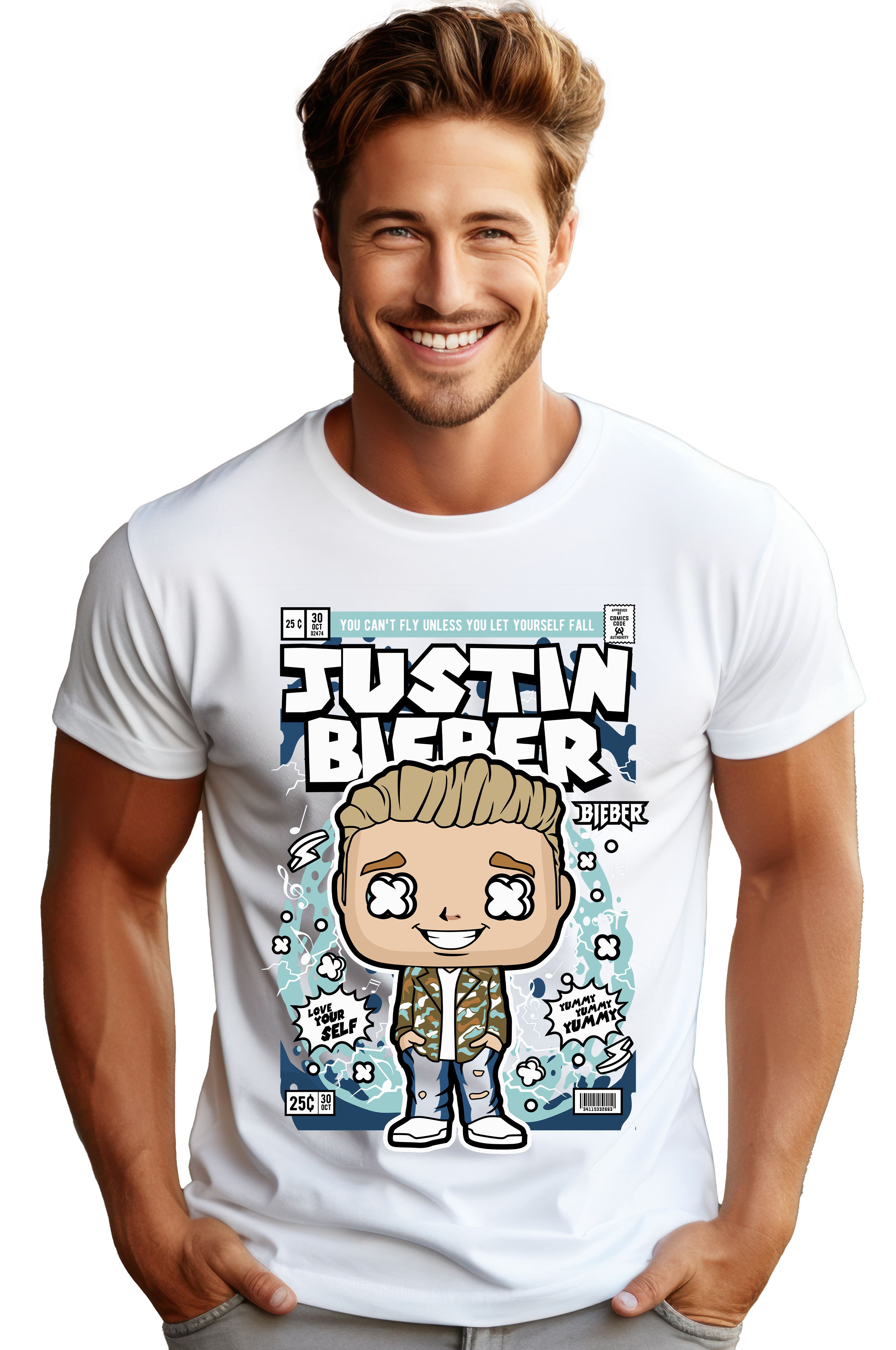 T-Shirt Justin Bieber Pop Culture White ανδρικά Basic T-Shirts Simple Wear Μπλουζάκια κοντομάνικα