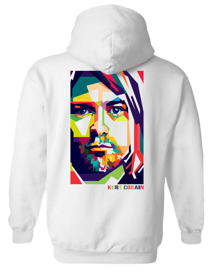 Hoodie K Cobain Art1 Rock Avenue White