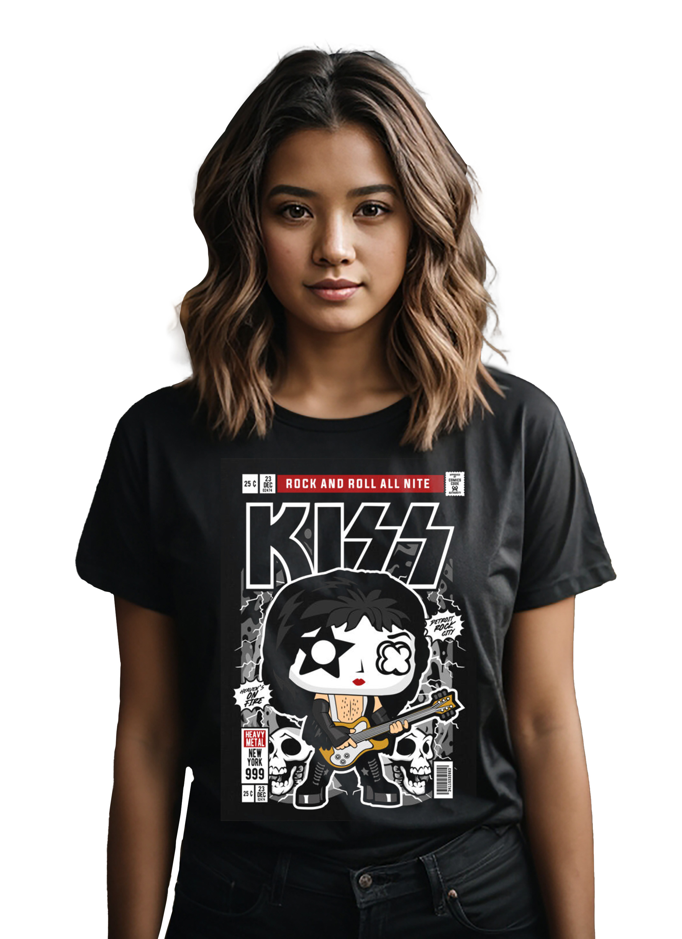 T-Shirt Kiss Pop Culture Black ανδρικά Basic T-Shirts Simple Wear Μπλουζάκια κοντομάνικα