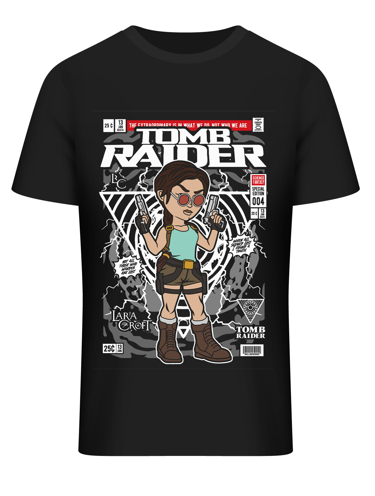 T-Shirt Lara Croft Tomb Raider Pop Culture Black