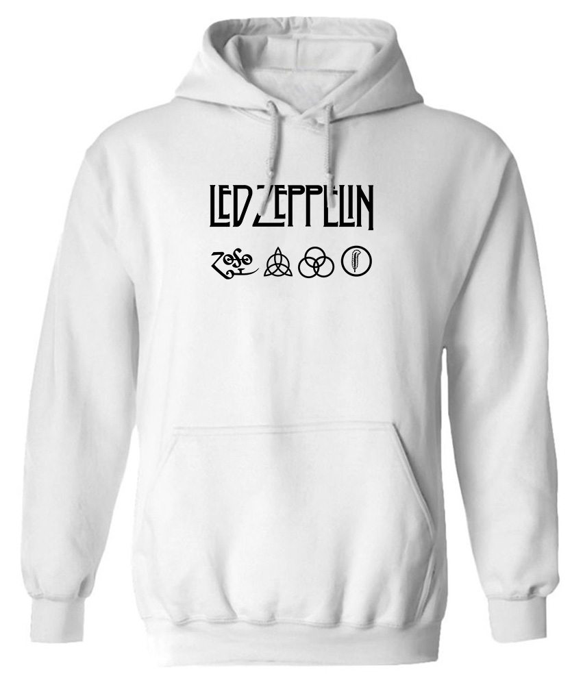 Hoodie Led Zeppelin Logo Art Rock Avenue White