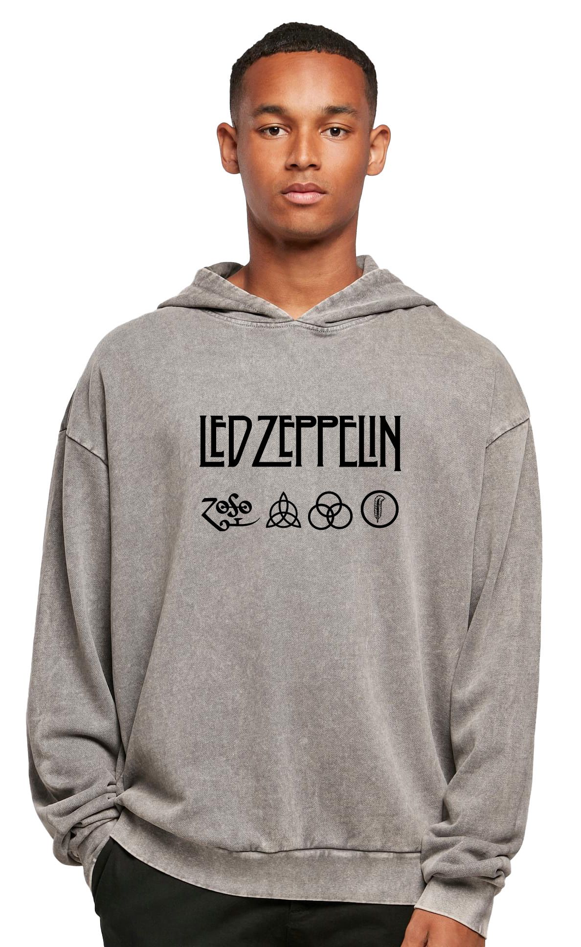 Oversized Premium Hoodie Led Zeppelin Logo Art Rock Avenue Asphalt ανδρικά Φούτερ Simple Wear