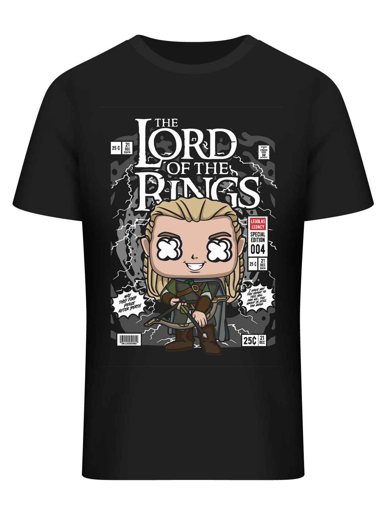 T-Shirt Legolas Lord Of The Rings Pop Culture Black