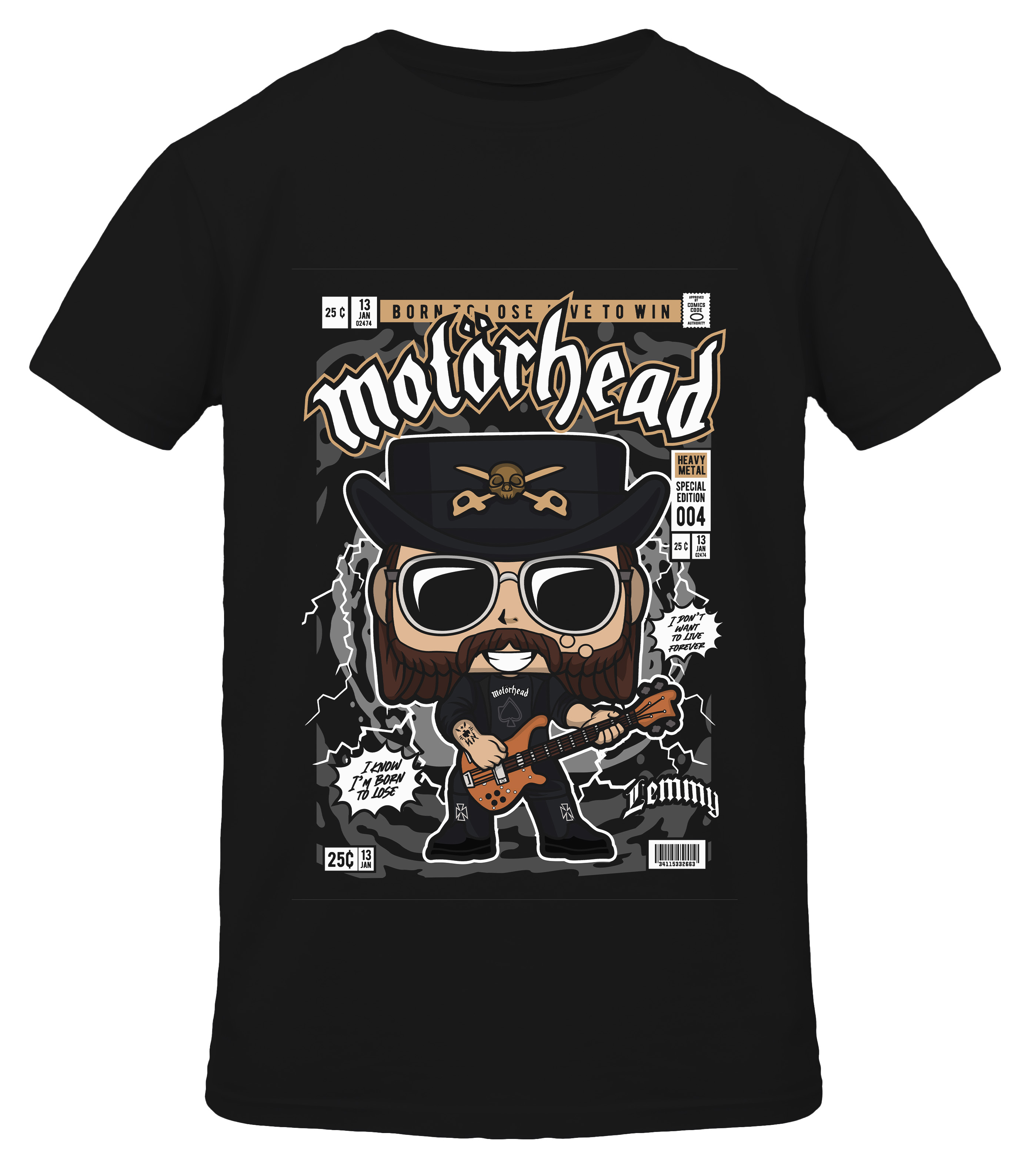 T-Shirt Lemmy Killmister Motorhead Pop Culture Black