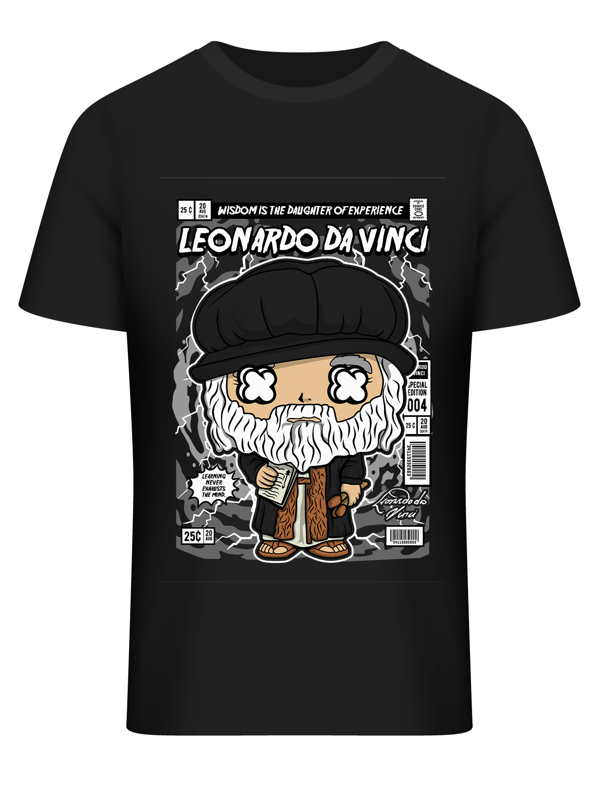 T-Shirt Leonardo Da Vinci Pop Culture Black