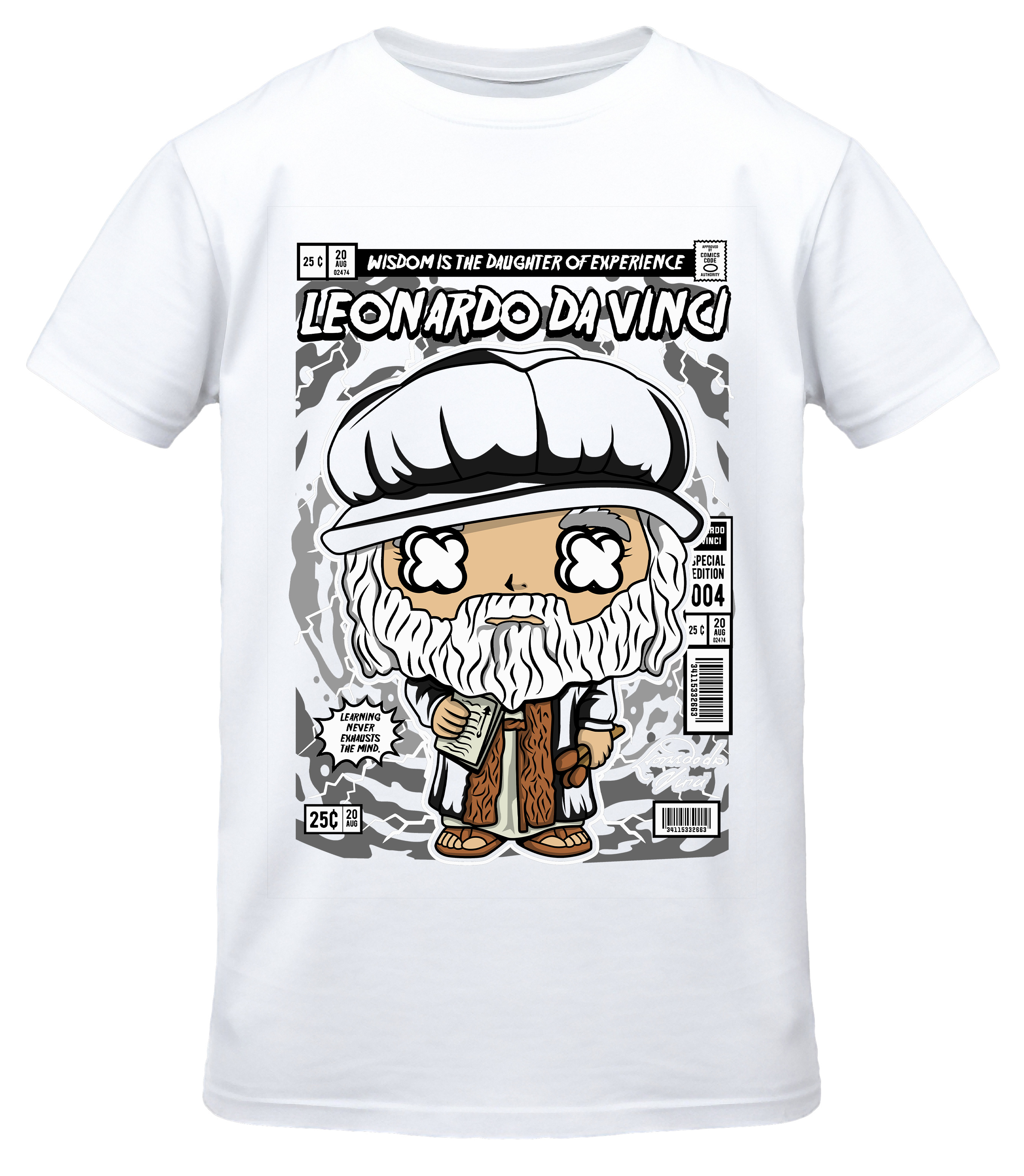 T-Shirt Leonardo Da Vinci Pop Culture White