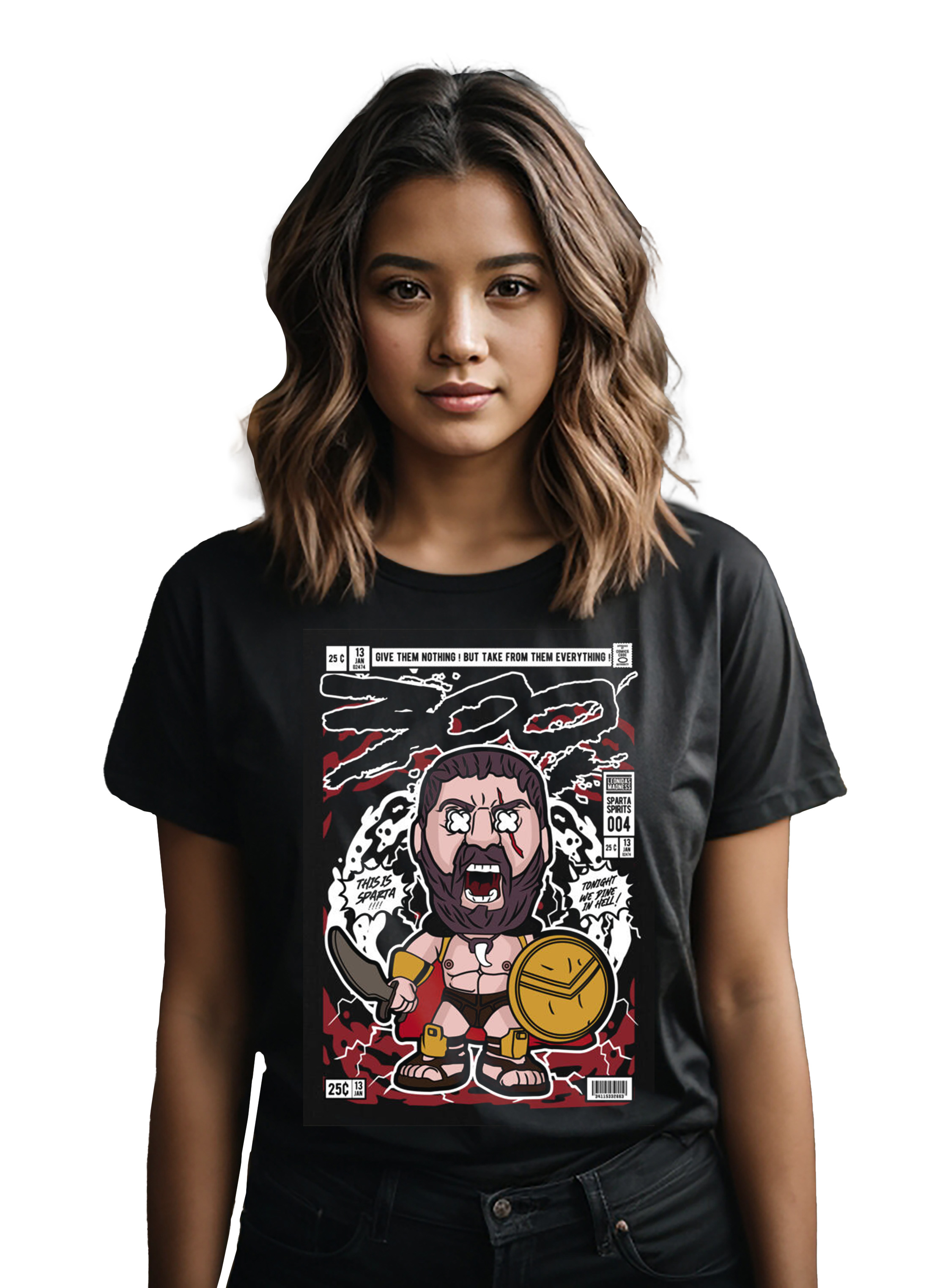 T-Shirt Leonidas 300 Pop Culture Black ανδρικά Basic T-Shirts Simple Wear Μπλουζάκια κοντομάνικα