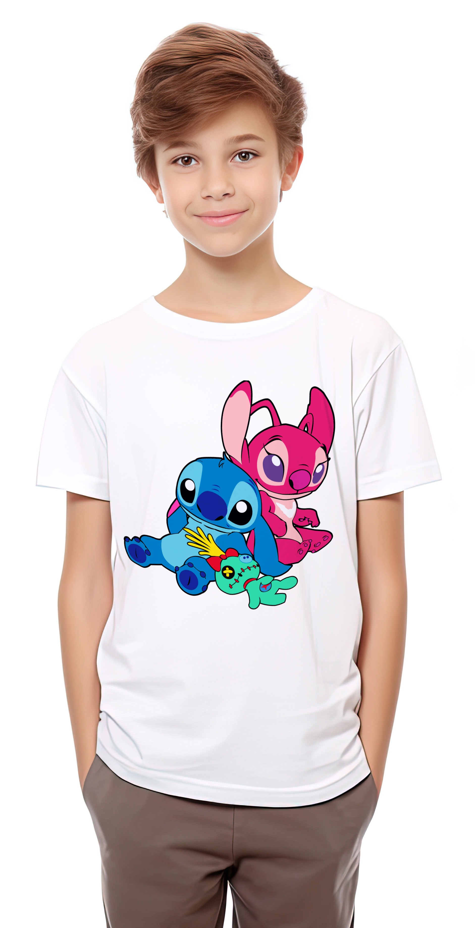 T-Shirt Lilo ( Stitch) His Girlfriend Pop Culture White ανδρικά Basic T-Shirts Simple Wear Μπλουζάκια κοντομάνικα