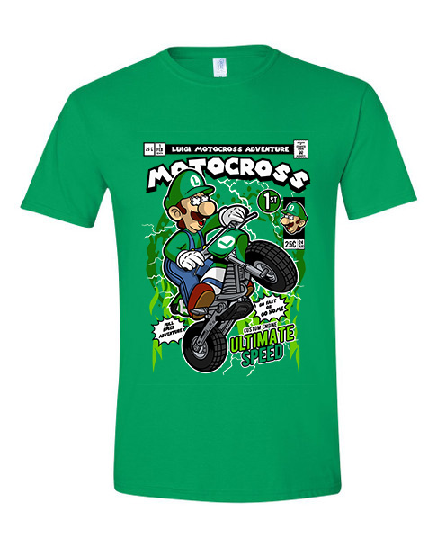T-Shirt Luigi Motocross Pop Culture Irish Green