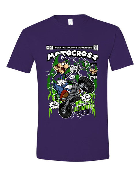 T-Shirt Luigi Motocross Pop Culture Purple