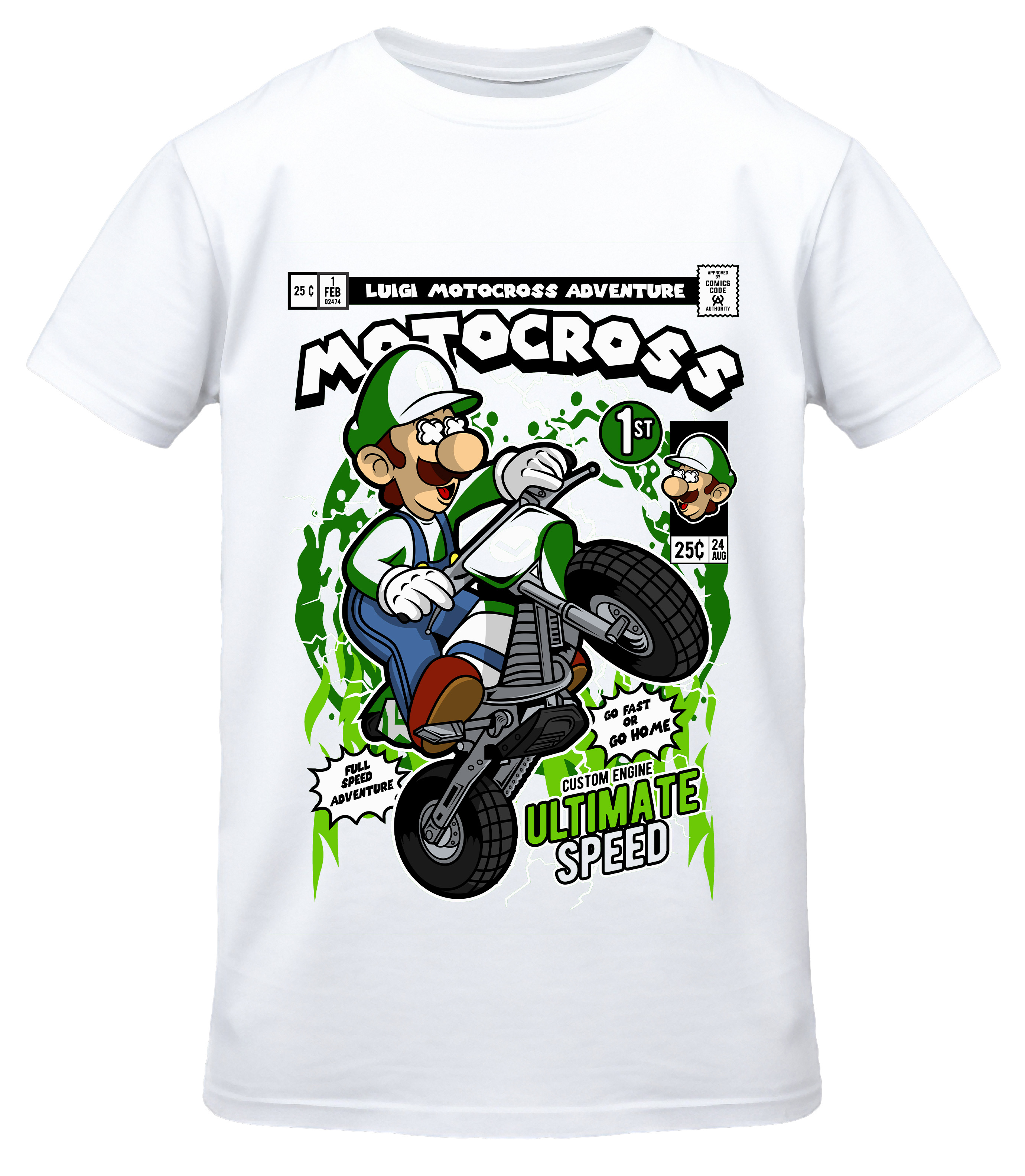 T-Shirt Luigi Motocross Pop Culture White
