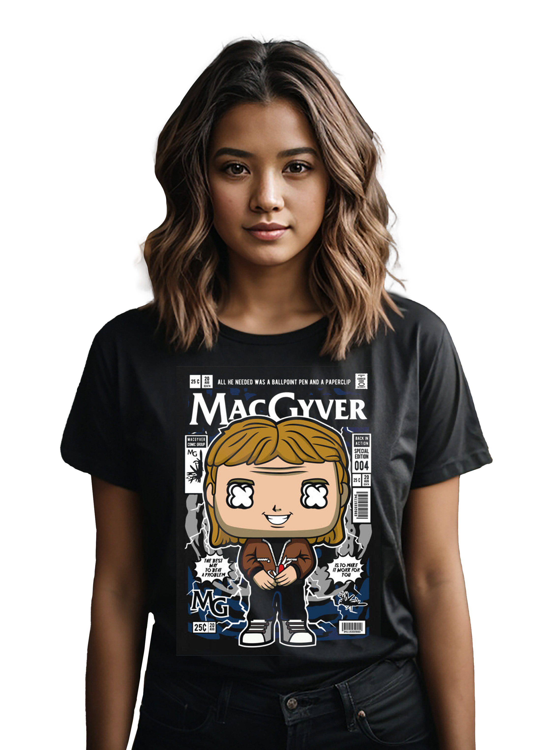 T-Shirt Macgyver Pop Culture Black ανδρικά Basic T-Shirts Simple Wear Μπλουζάκια κοντομάνικα